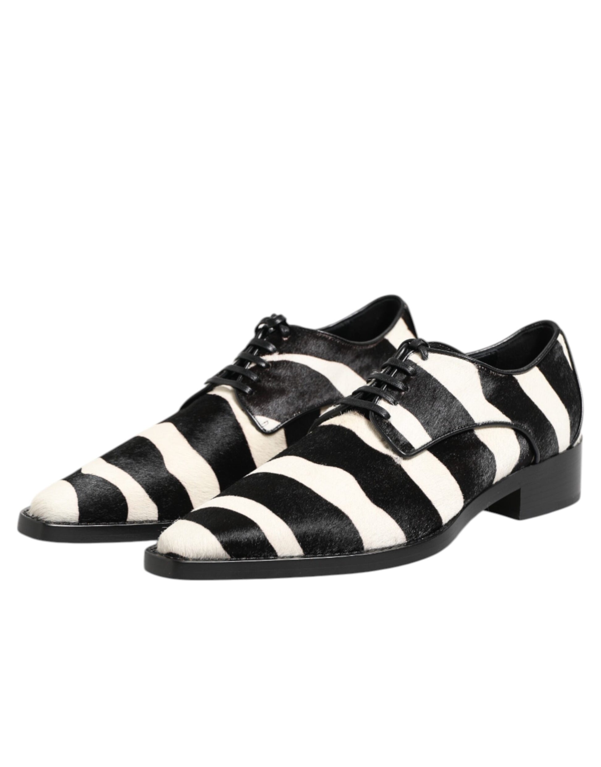 Dolce & Gabbana Black White Zebra Pony Fur Dress Shoes - ACCEXO
