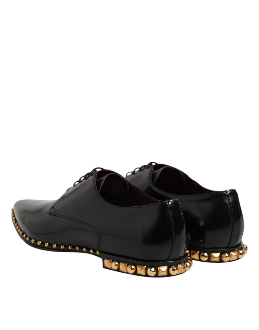 Dolce & Gabbana Black Leather Studded Derby Men Dress Shoes - ACCEXO