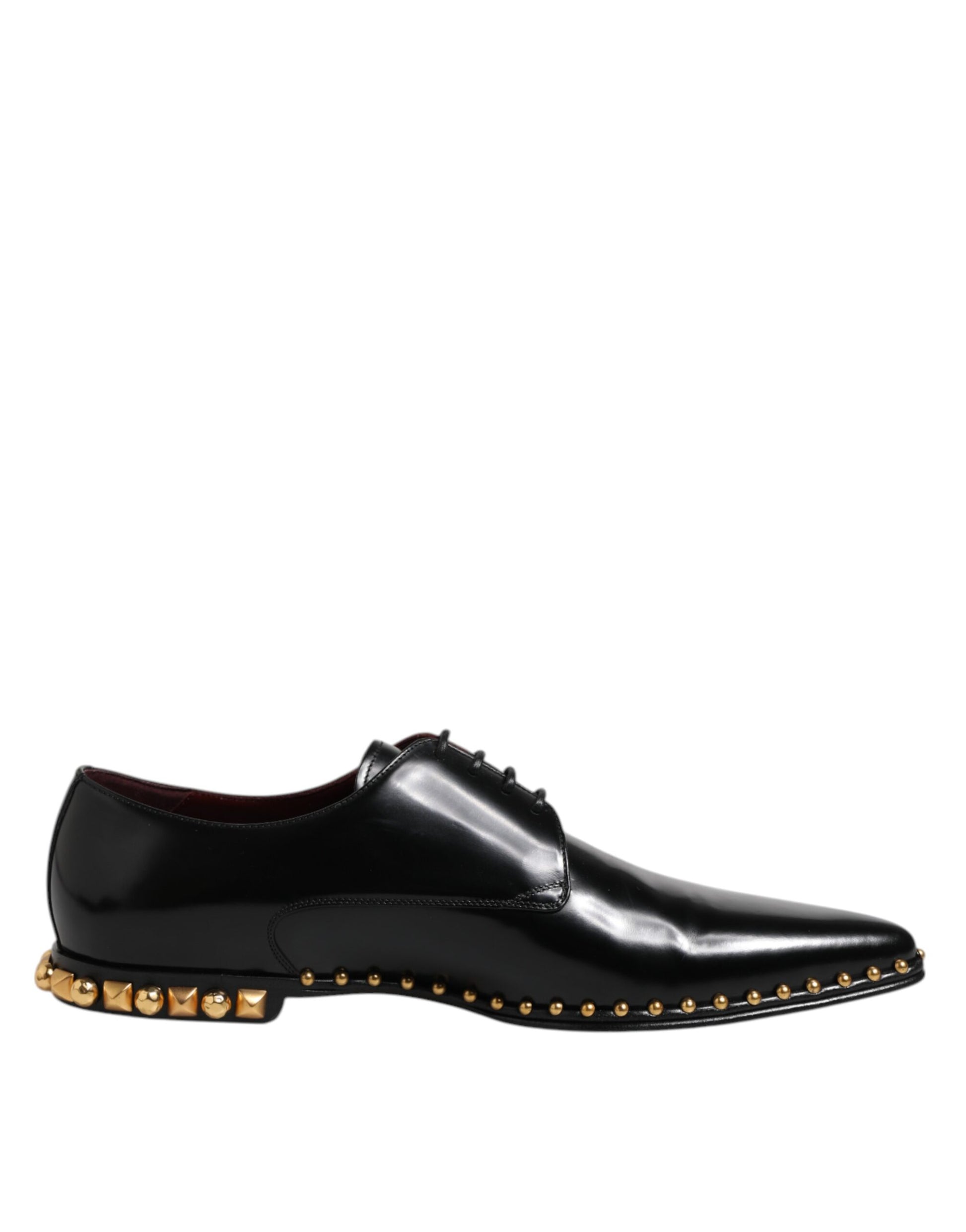Dolce & Gabbana Black Leather Studded Derby Men Dress Shoes - ACCEXO