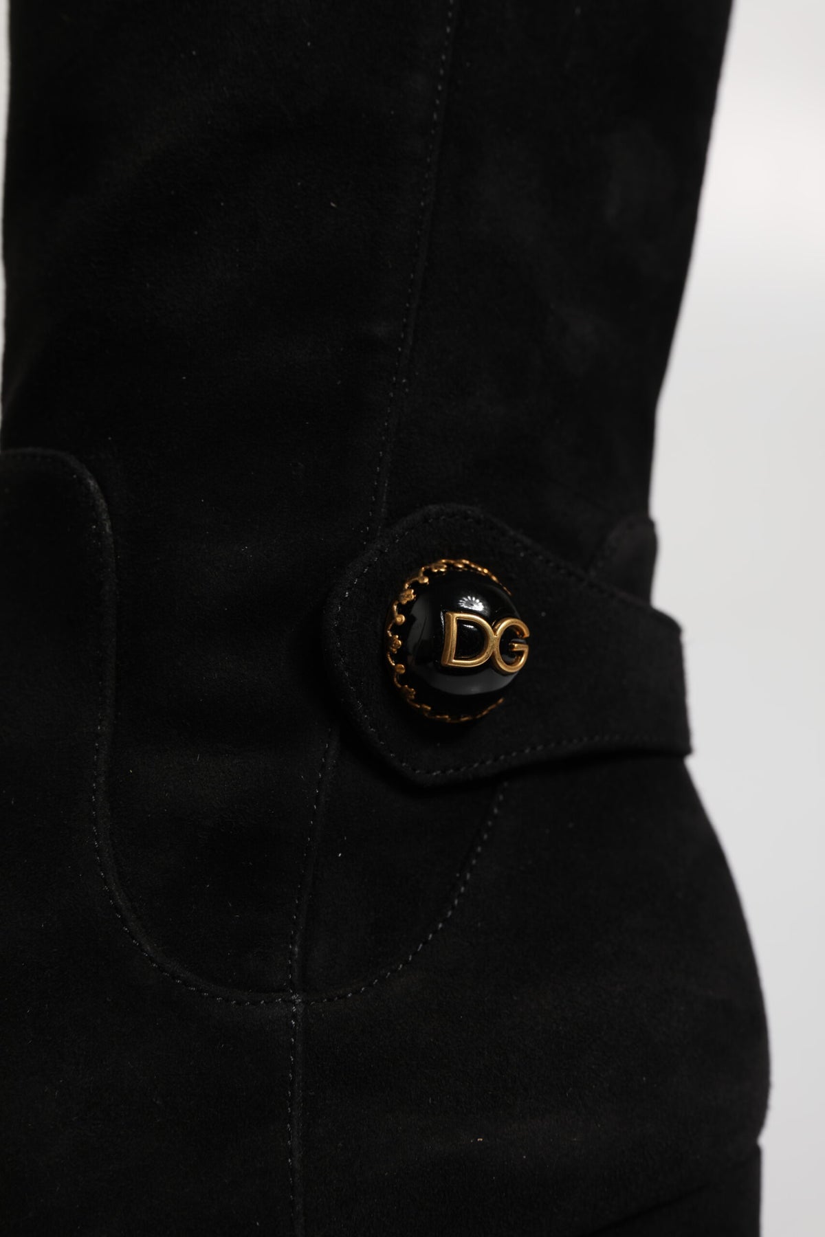 Dolce & Gabbana Black Suede Leather Knee High Boots Shoes