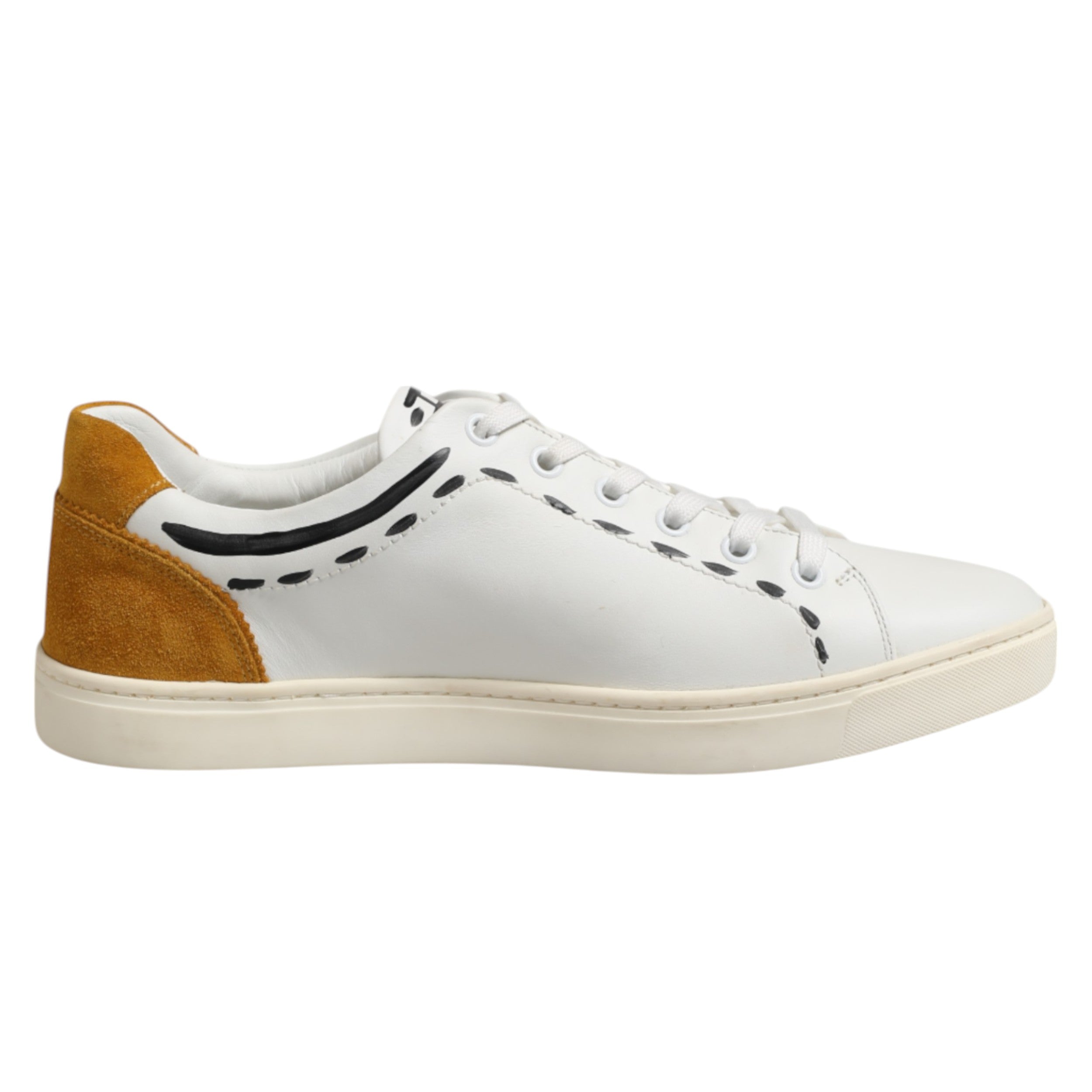 Dolce & Gabbana White Leather MILANO Low Top Sneakers Shoes - ACCEXO