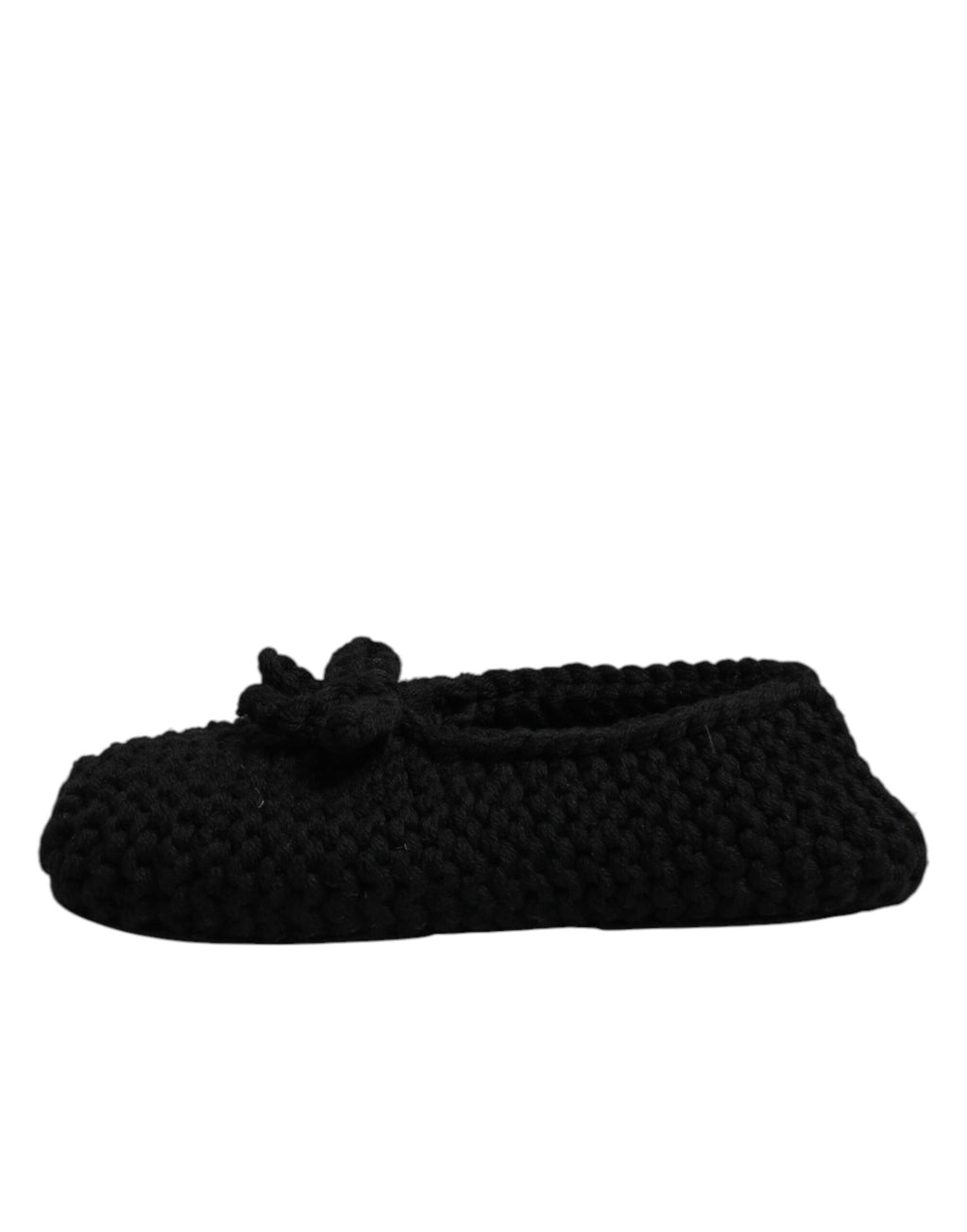 Dolce & Gabbana Black Wool Slip On Flats Ballerina Shoes - ACCEXO