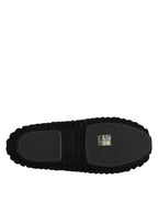Dolce & Gabbana Black Wool Slip On Flats Ballerina Shoes - ACCEXO