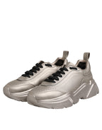 Dolce & Gabbana Silver DAYMASTER Leather Men Sneakers Shoes - ACCEXO