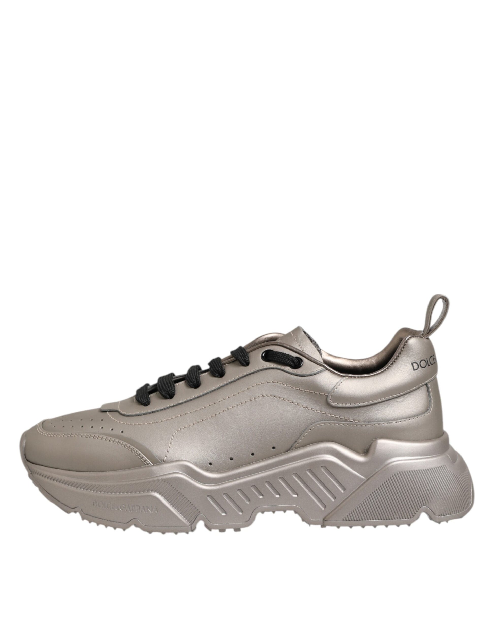 Dolce & Gabbana Silver DAYMASTER Leather Men Sneakers Shoes - ACCEXO