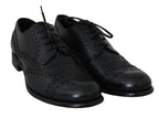 Dolce & Gabbana Elegant Blue Leather Wingtip Derby Shoes - ACCEXO