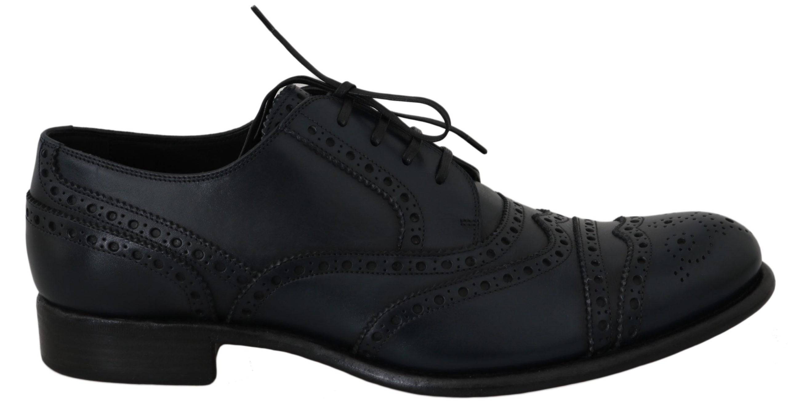 Dolce & Gabbana Elegant Blue Leather Wingtip Derby Shoes - ACCEXO Main image
