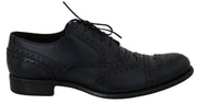Dolce & Gabbana Elegant Blue Leather Wingtip Derby Shoes - ACCEXO