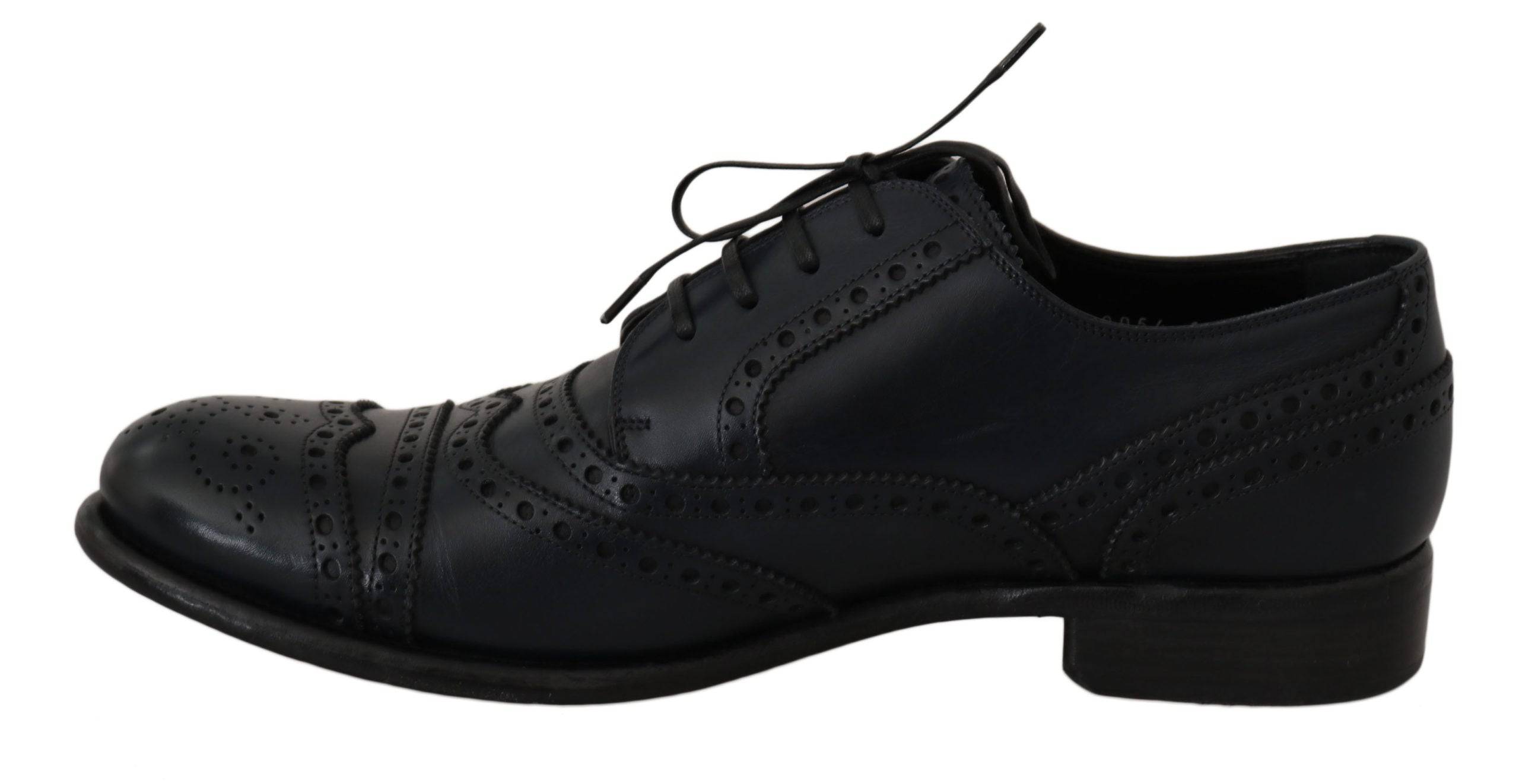 Dolce & Gabbana Elegant Blue Leather Wingtip Derby Shoes - ACCEXO