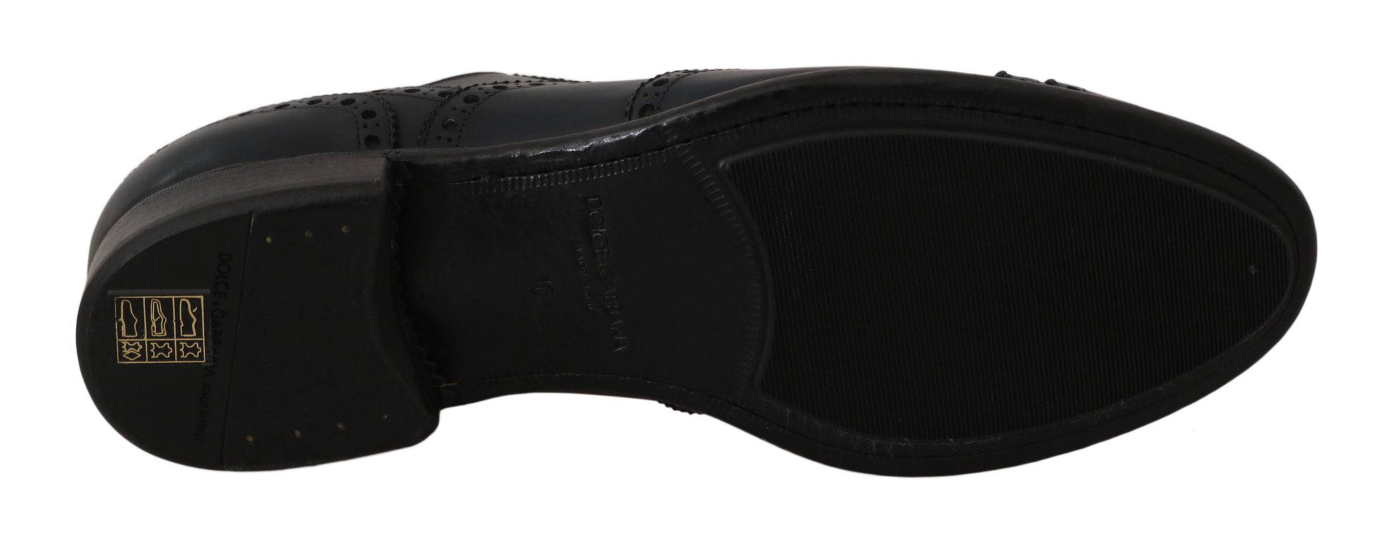 Dolce & Gabbana Elegant Blue Leather Wingtip Derby Shoes - ACCEXO