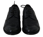 Dolce & Gabbana Elegant Blue Leather Wingtip Derby Shoes - ACCEXO