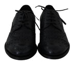 Dolce & Gabbana Elegant Dark Blue Wingtip Derby Dress Shoes - ACCEXO