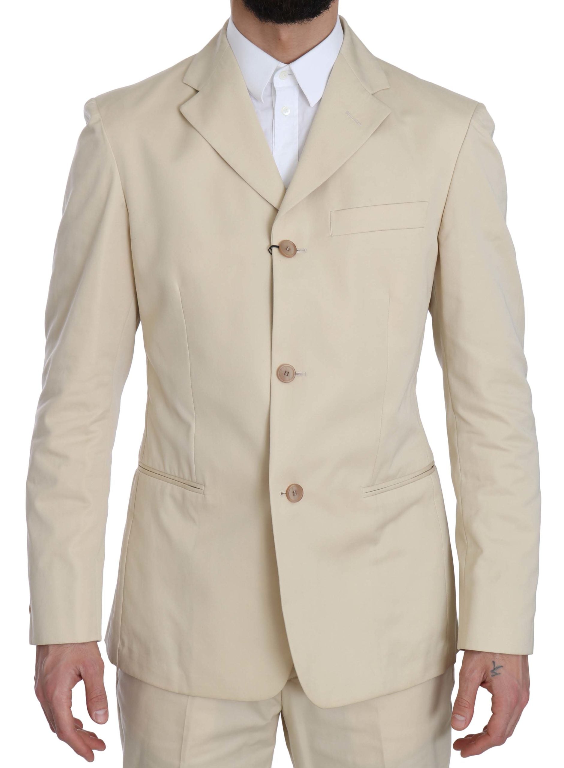 Romeo Gigli Beige Two-Piece Suit with Classic Elegance - ACCEXO