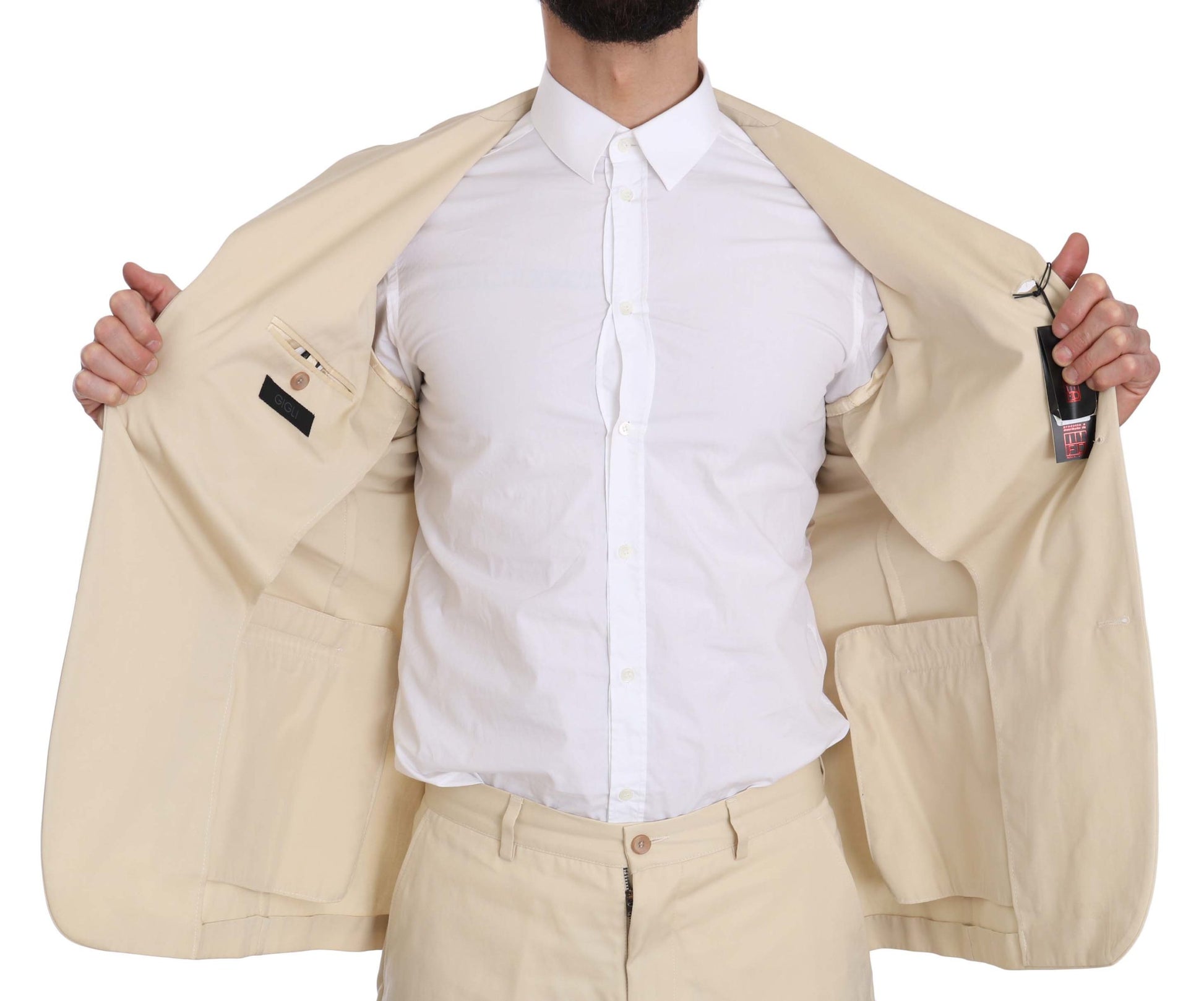 Romeo Gigli Beige Two-Piece Suit with Classic Elegance - ACCEXO