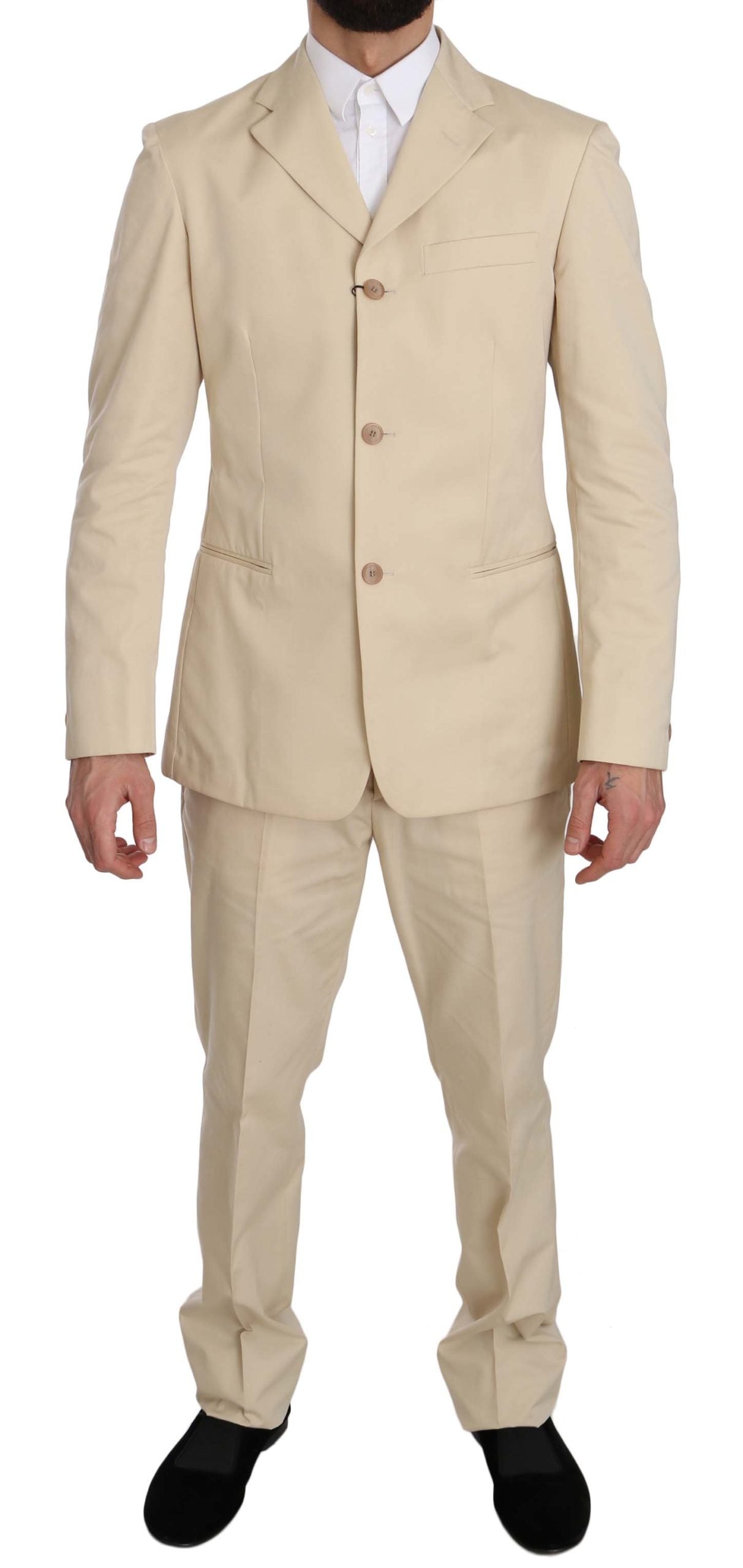 Romeo Gigli Beige Two-Piece Suit with Classic Elegance - ACCEXO