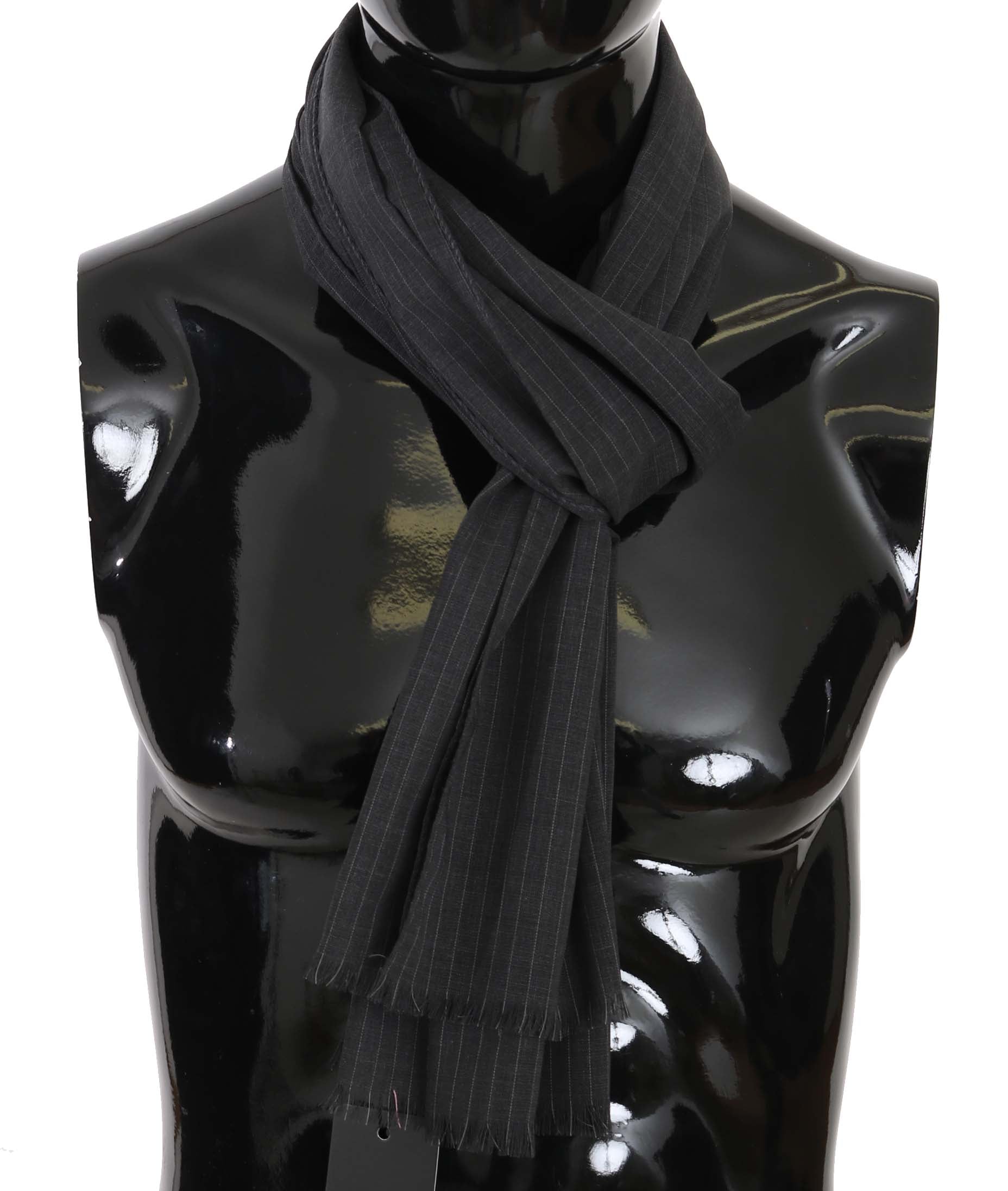 Dolce & Gabbana Elegant Gray Striped Wool Men's Scarf - ACCEXO