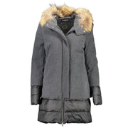 Yes Zee Gray Polyester Jackets & Coat - ACCEXO