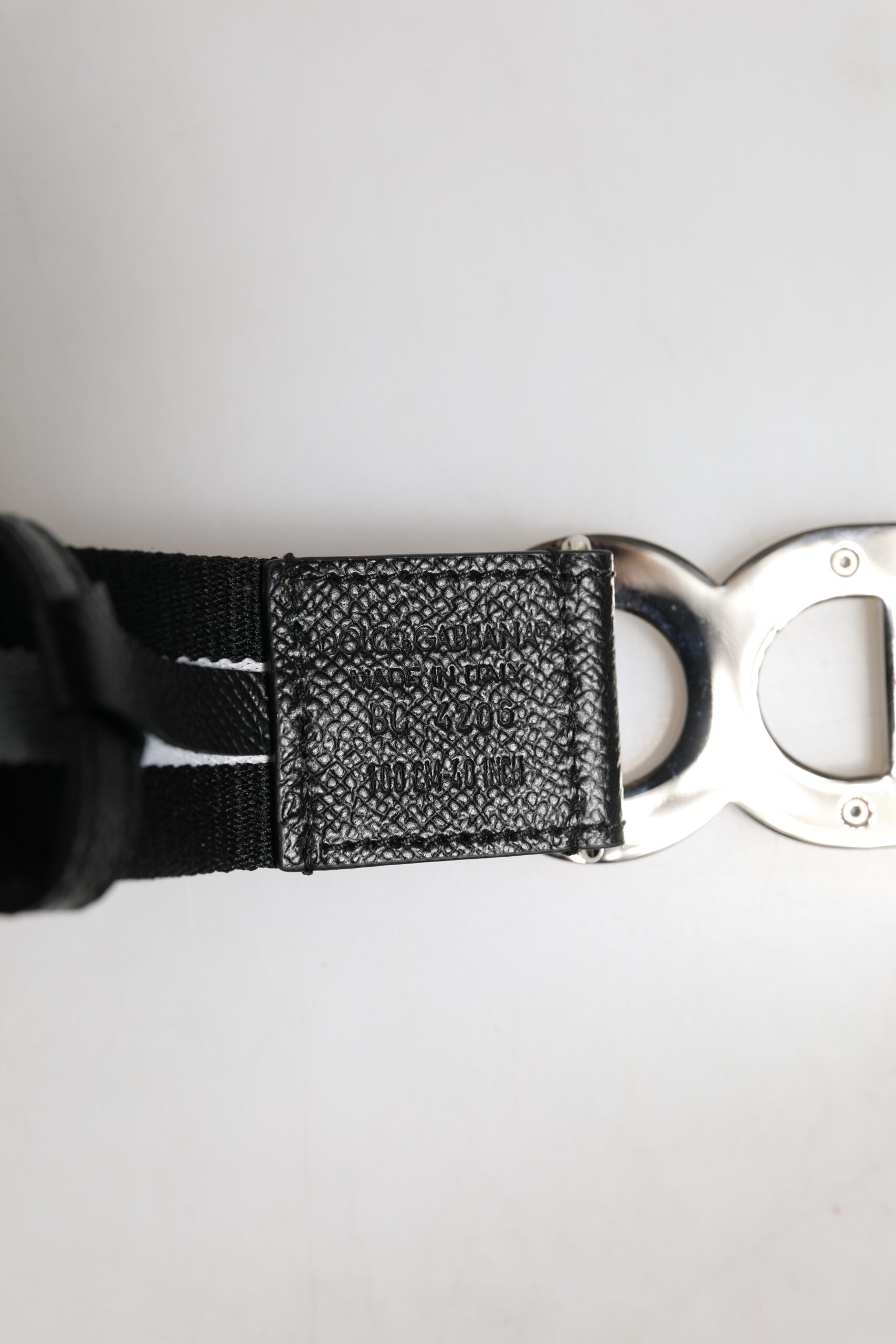 Dolce & Gabbana Black Cotton Metal DG Logo Gold Buckle Belt - ACCEXO