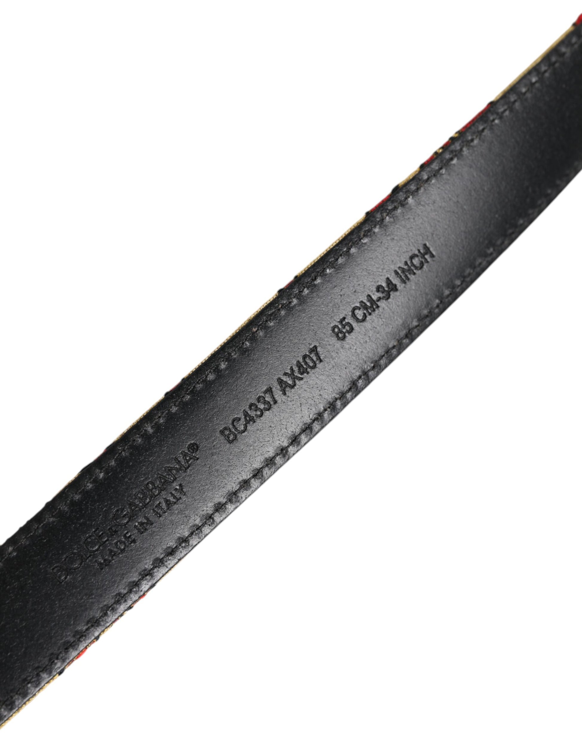 Dolce & Gabbana Gold Floral Jacquard Silver Metal Buckle Belt - ACCEXO