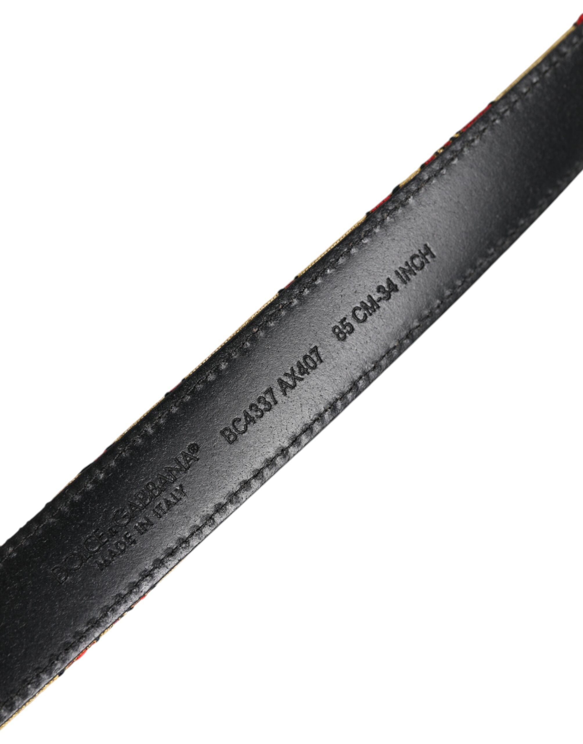 Dolce & Gabbana Gold Floral Jacquard Silver Metal Buckle Belt - ACCEXO