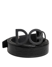 Dolce & Gabbana Black Leather Classic Metal DG Buckle Belt - ACCEXO