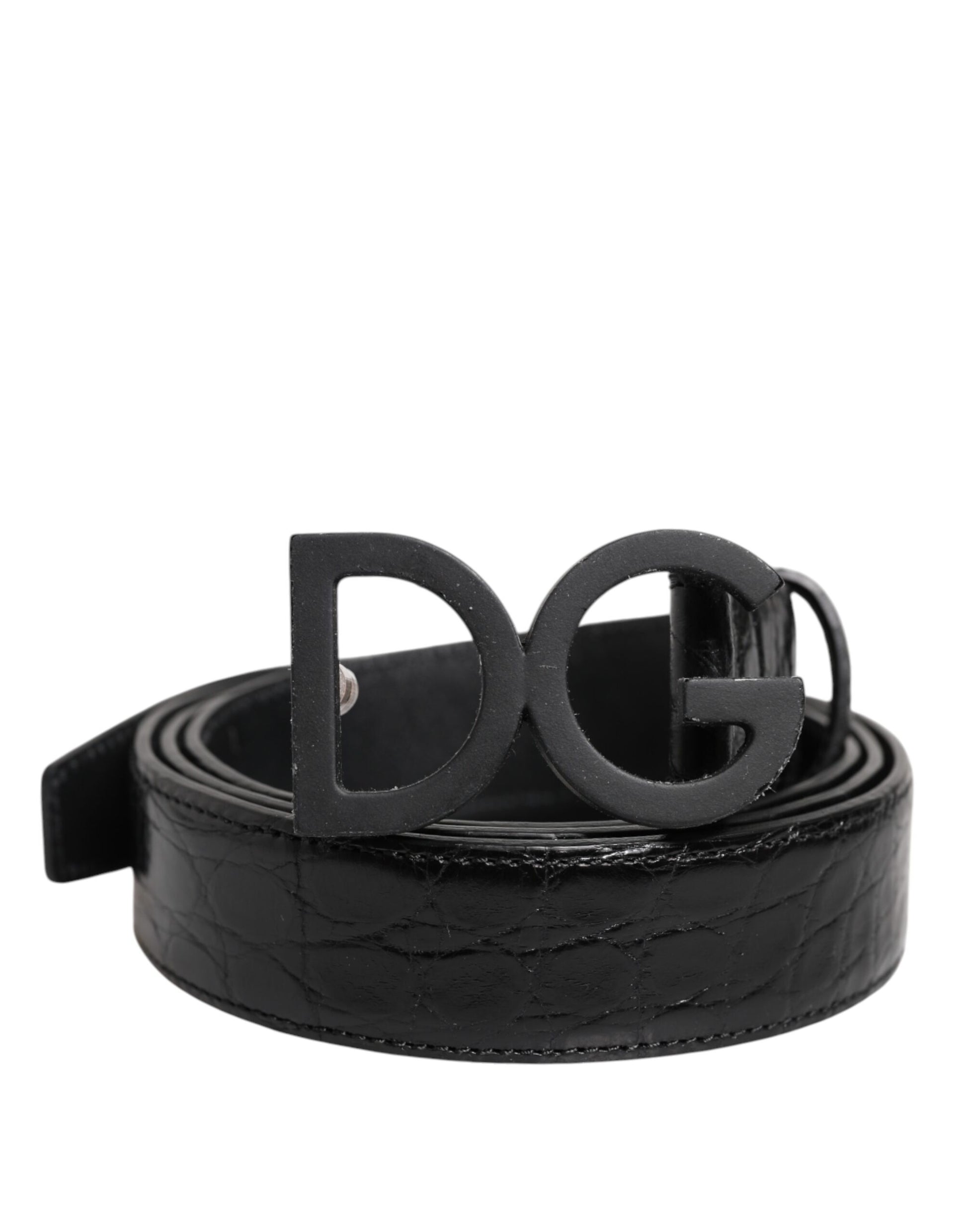 Dolce & Gabbana Black Leather Classic Metal DG Buckle Belt - ACCEXO