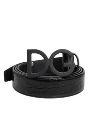 Dolce & Gabbana Black Leather Classic Metal DG Buckle Belt for Men