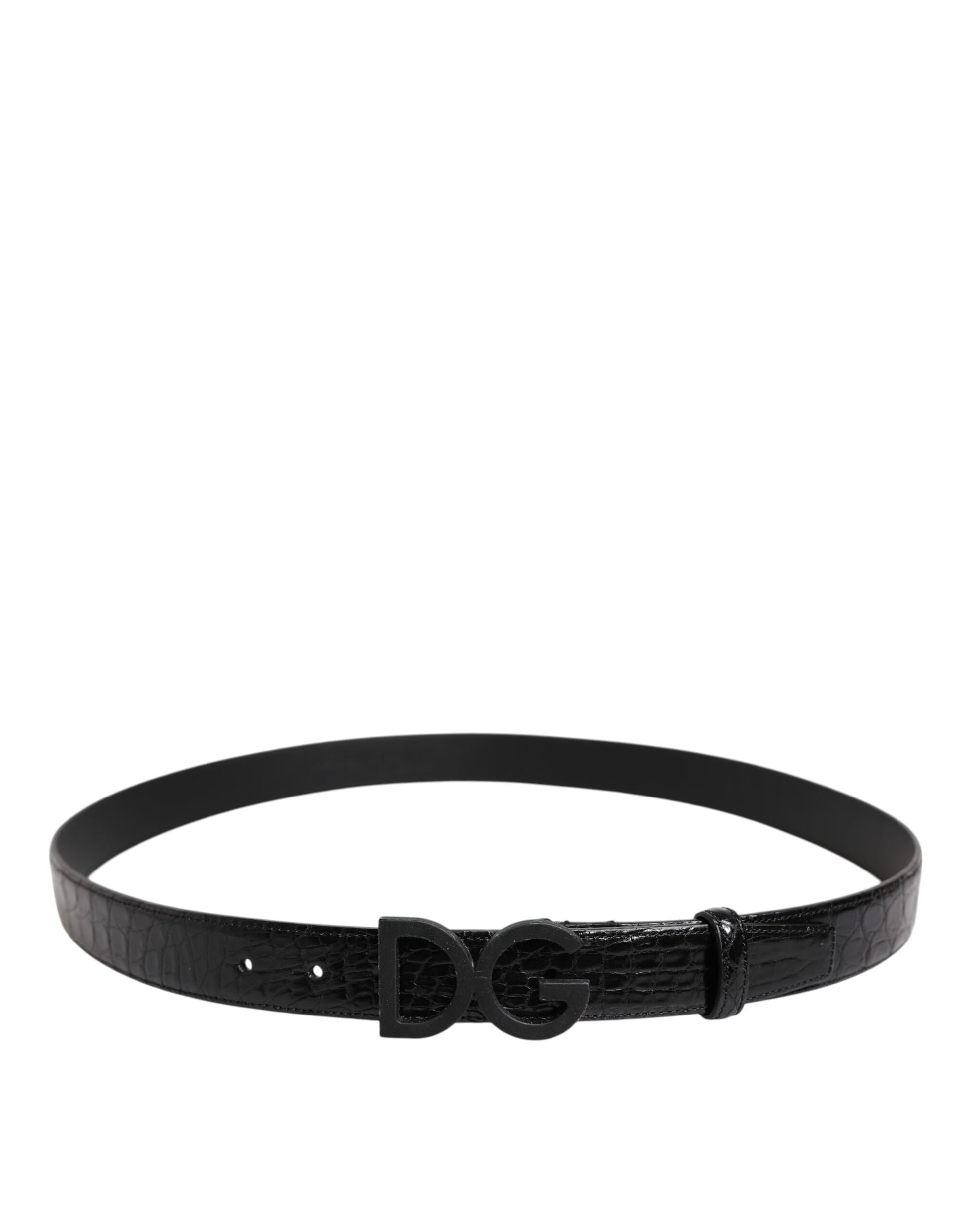 Dolce & Gabbana Black Leather Classic Metal DG Buckle Belt - ACCEXO