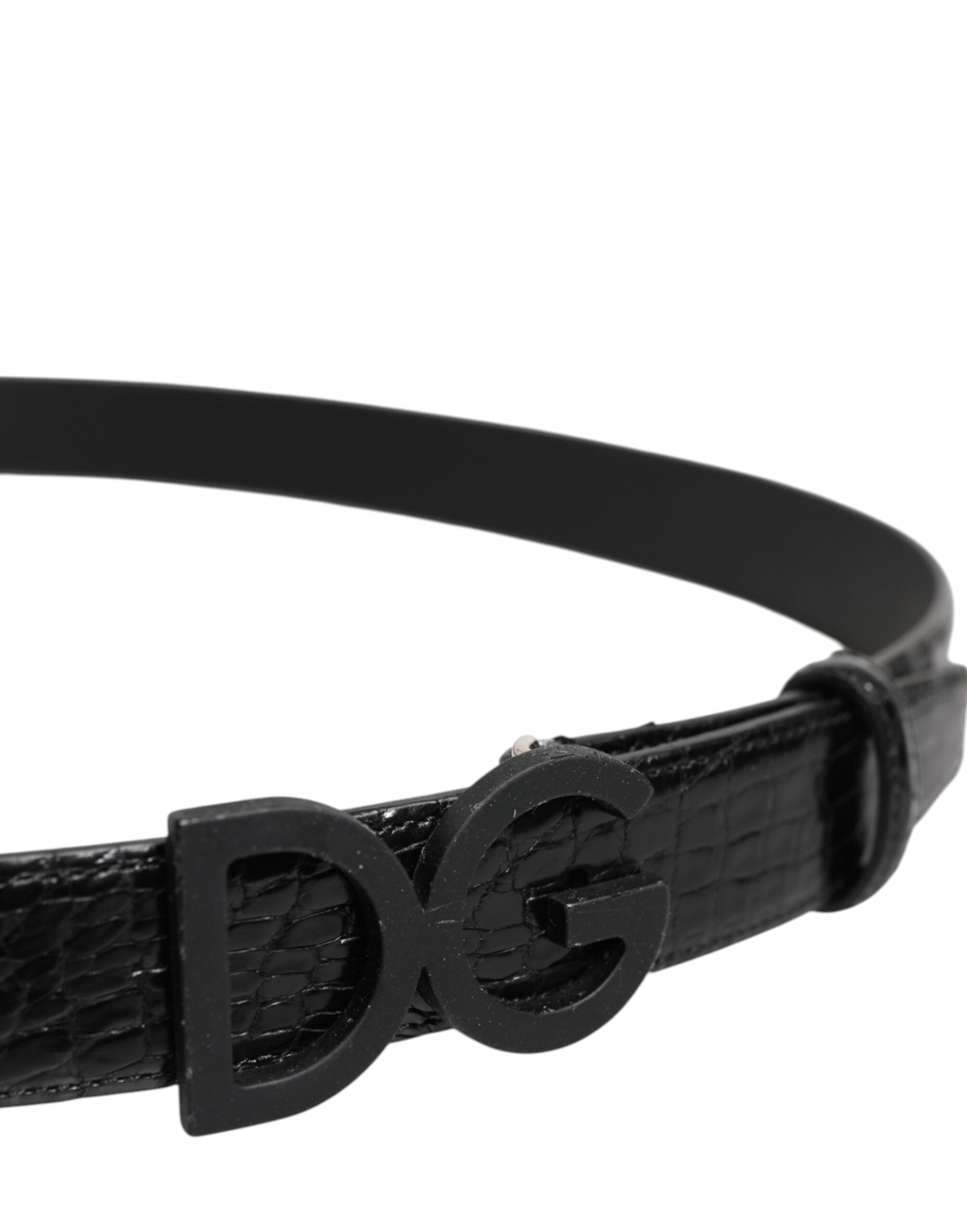 Dolce & Gabbana Black Leather Classic Metal DG Buckle Belt - ACCEXO