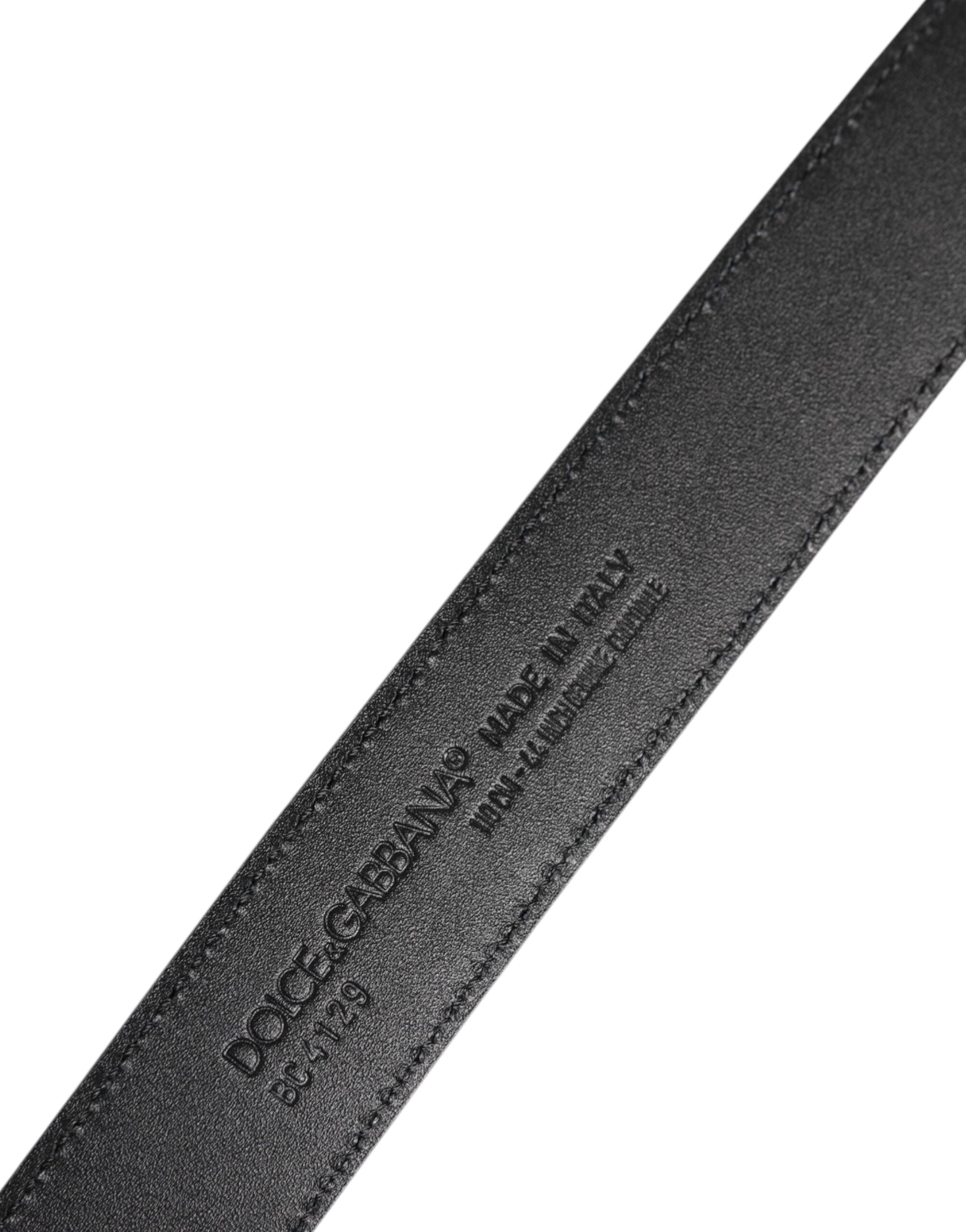 Dolce & Gabbana Black Leather Classic Metal DG Buckle Belt - ACCEXO