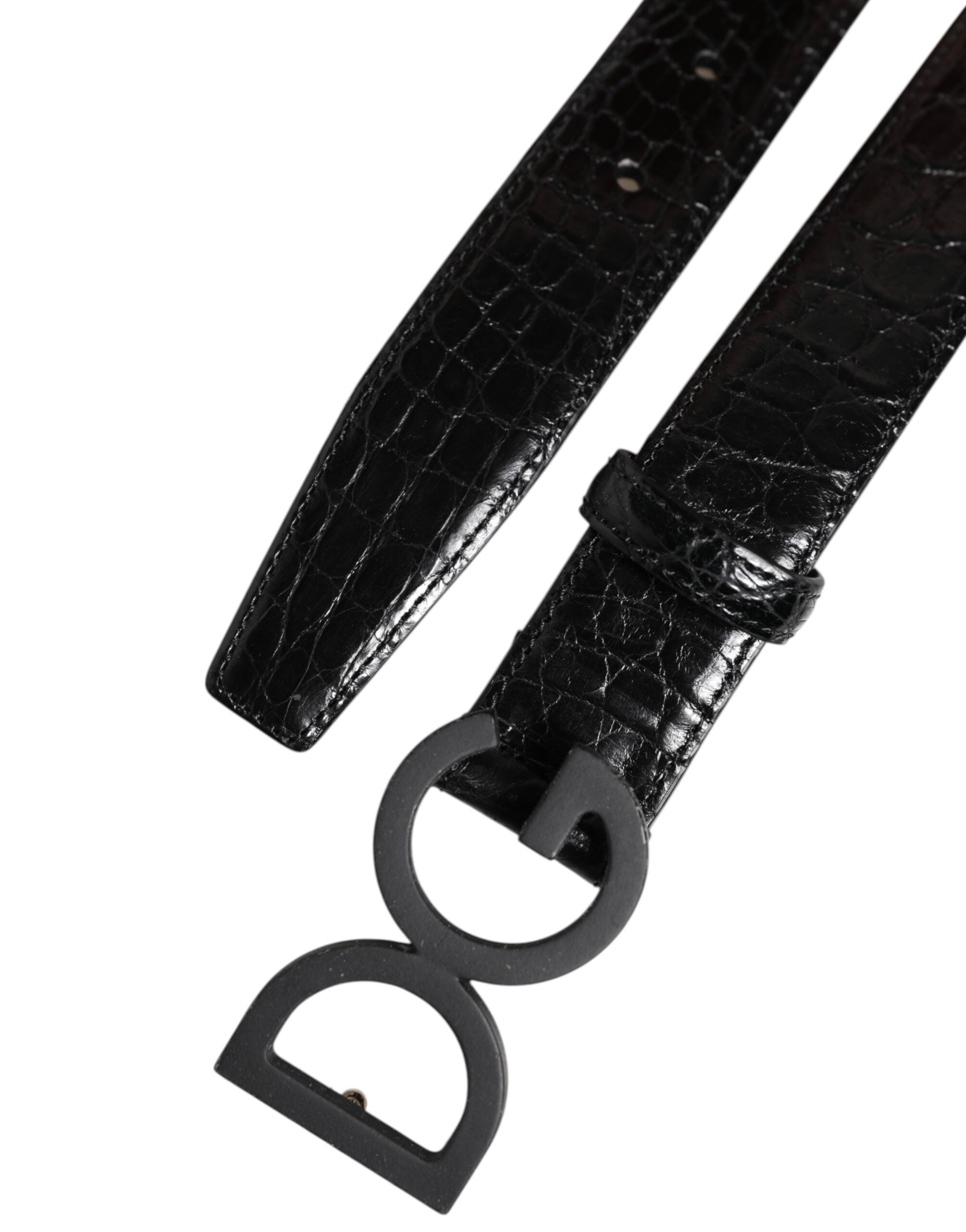 Dolce & Gabbana Black Leather Classic Metal DG Buckle Belt - ACCEXO