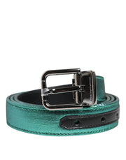 Dolce & Gabbana Green Black Polyester Metal Buckle Belt - ACCEXO