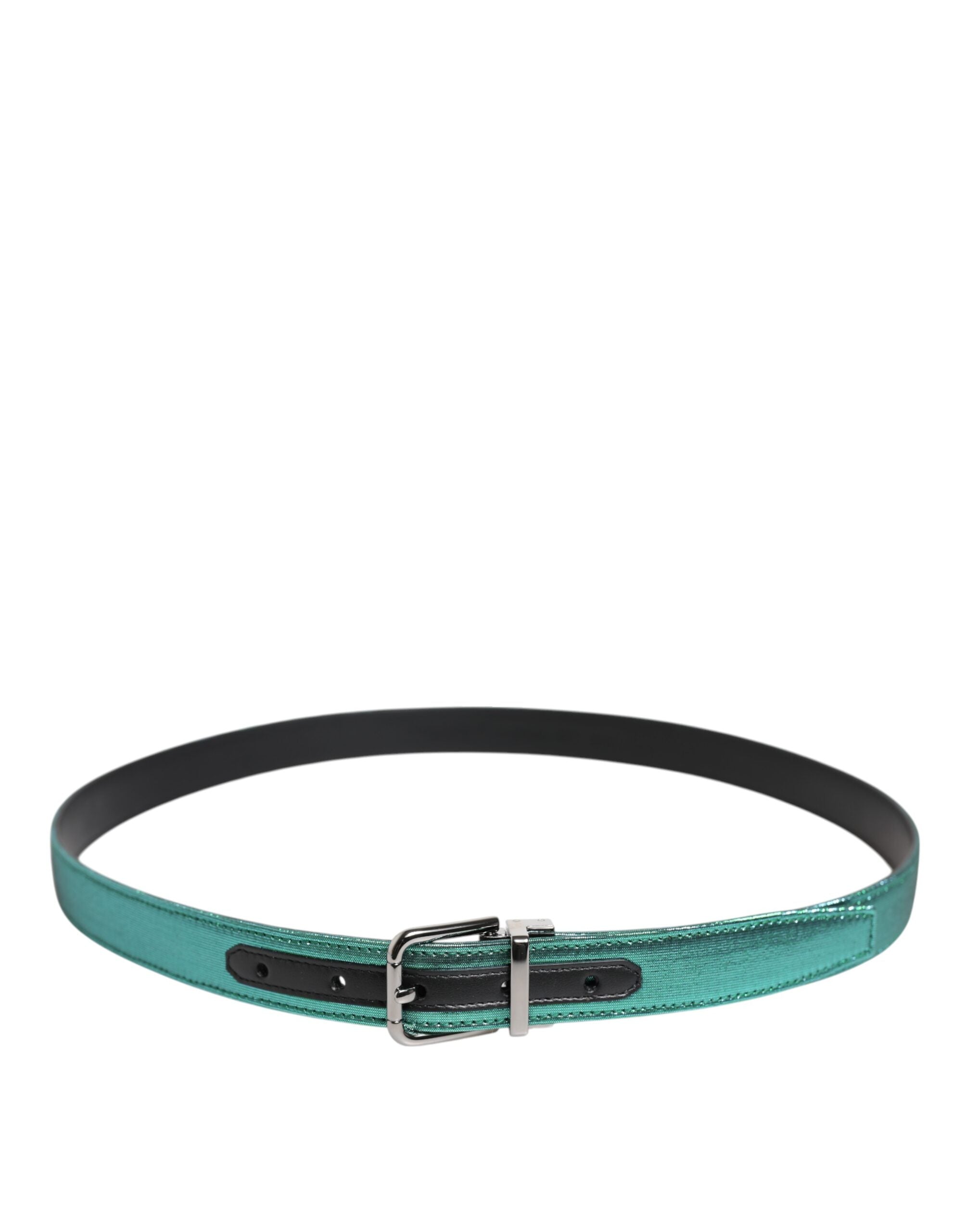 Dolce & Gabbana Green Black Polyester Metal Buckle Belt - ACCEXO