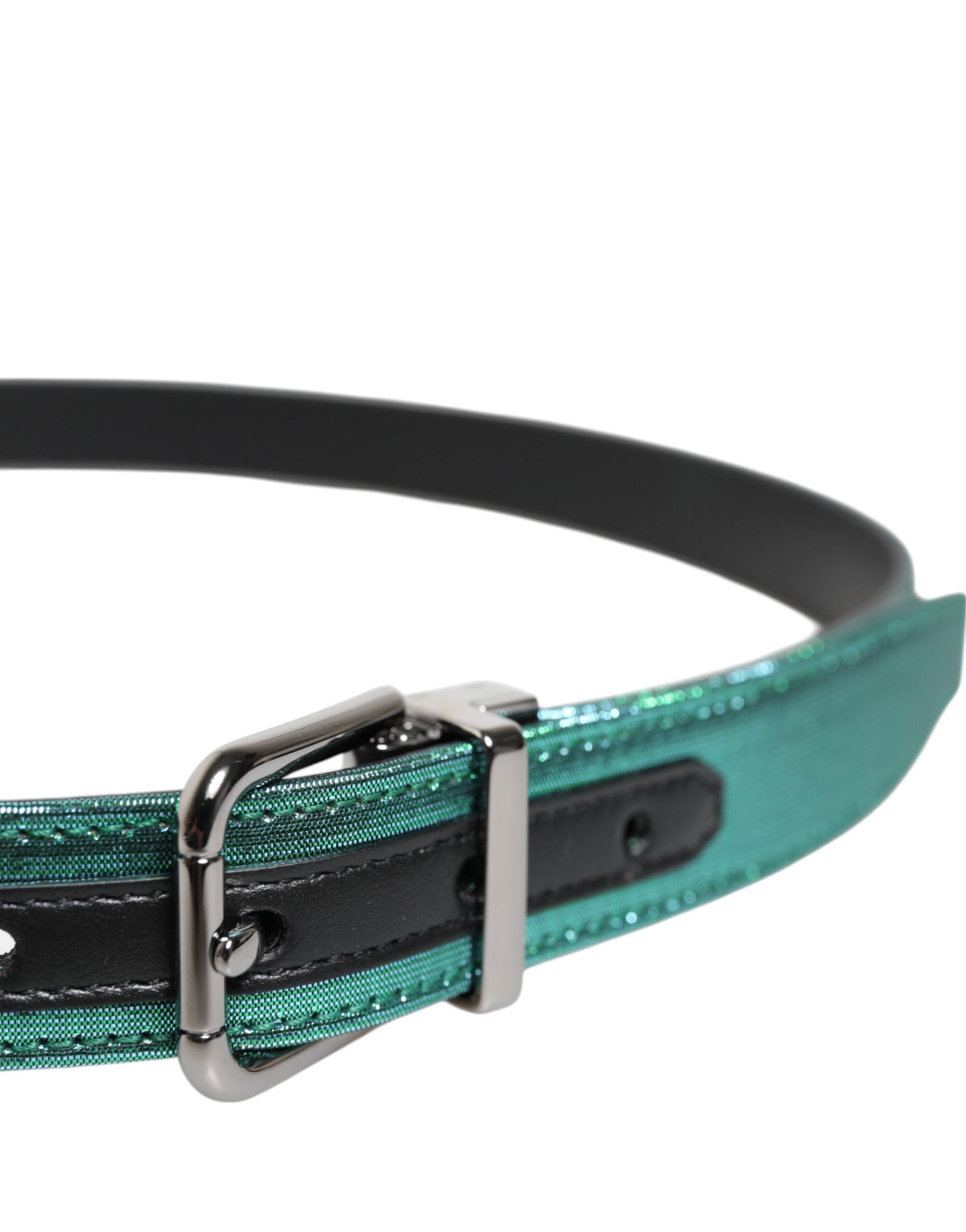 Dolce & Gabbana Green Black Polyester Metal Buckle Belt - ACCEXO