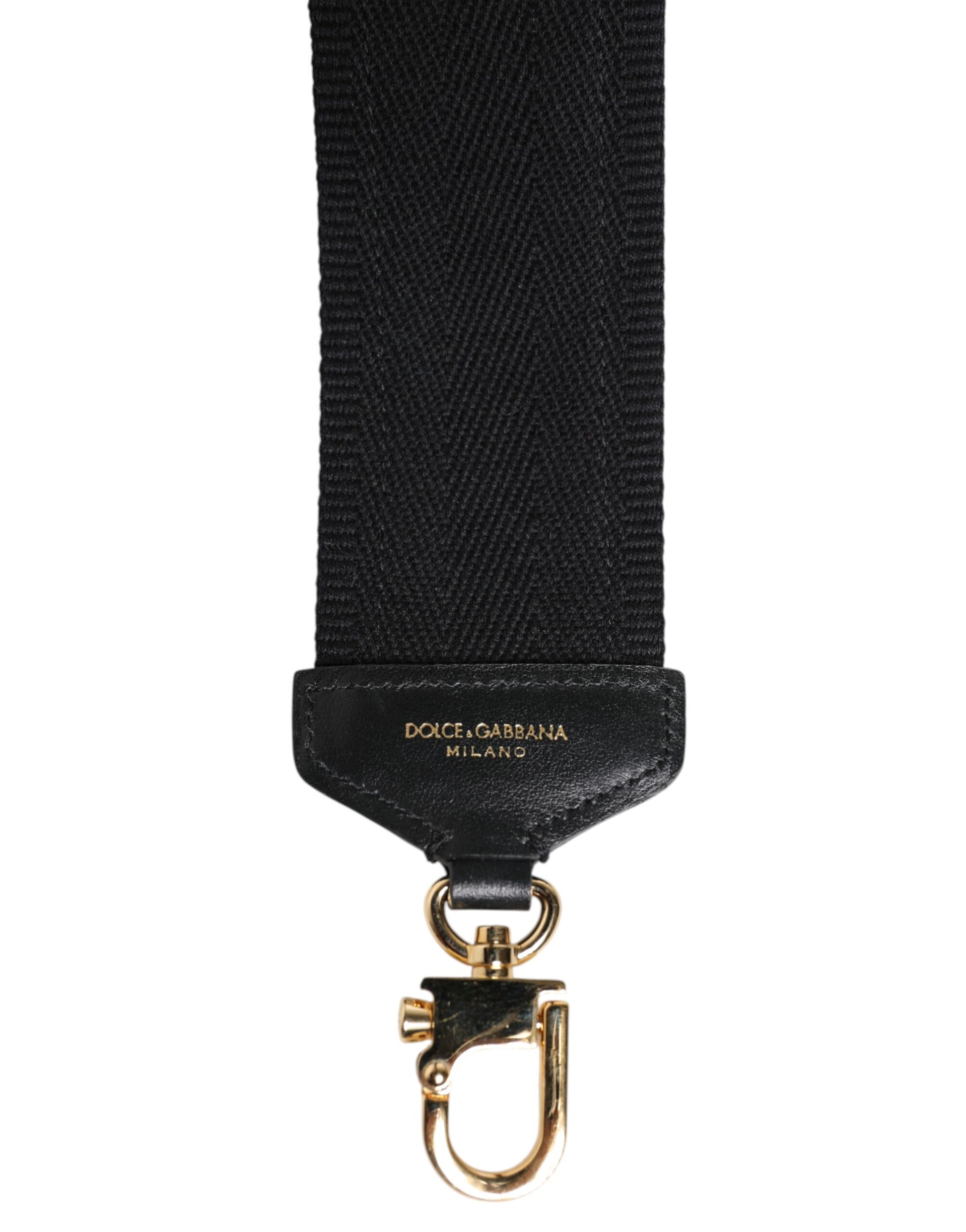 Dolce & Gabbana Black Cotton Printed Women Bag Accessory Shoulder Strap - ACCEXO