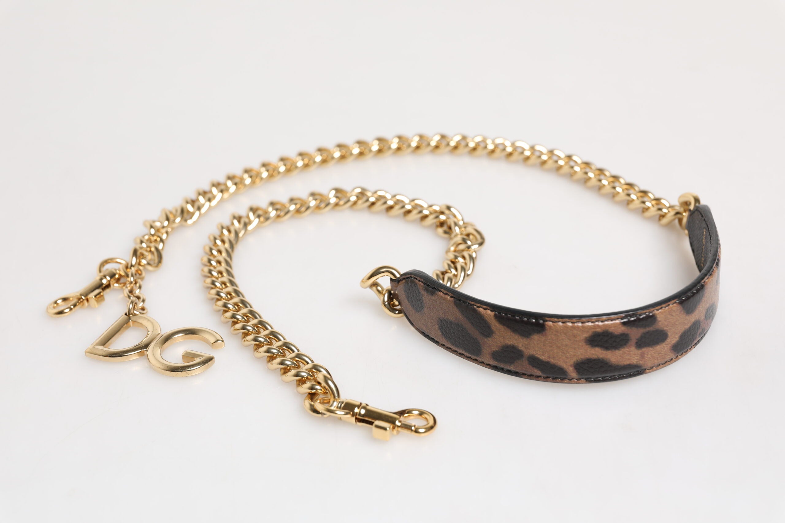 Dolce & Gabbana Brown Leopard Gold Brass Chain Accessory Shoulder Strap - ACCEXO