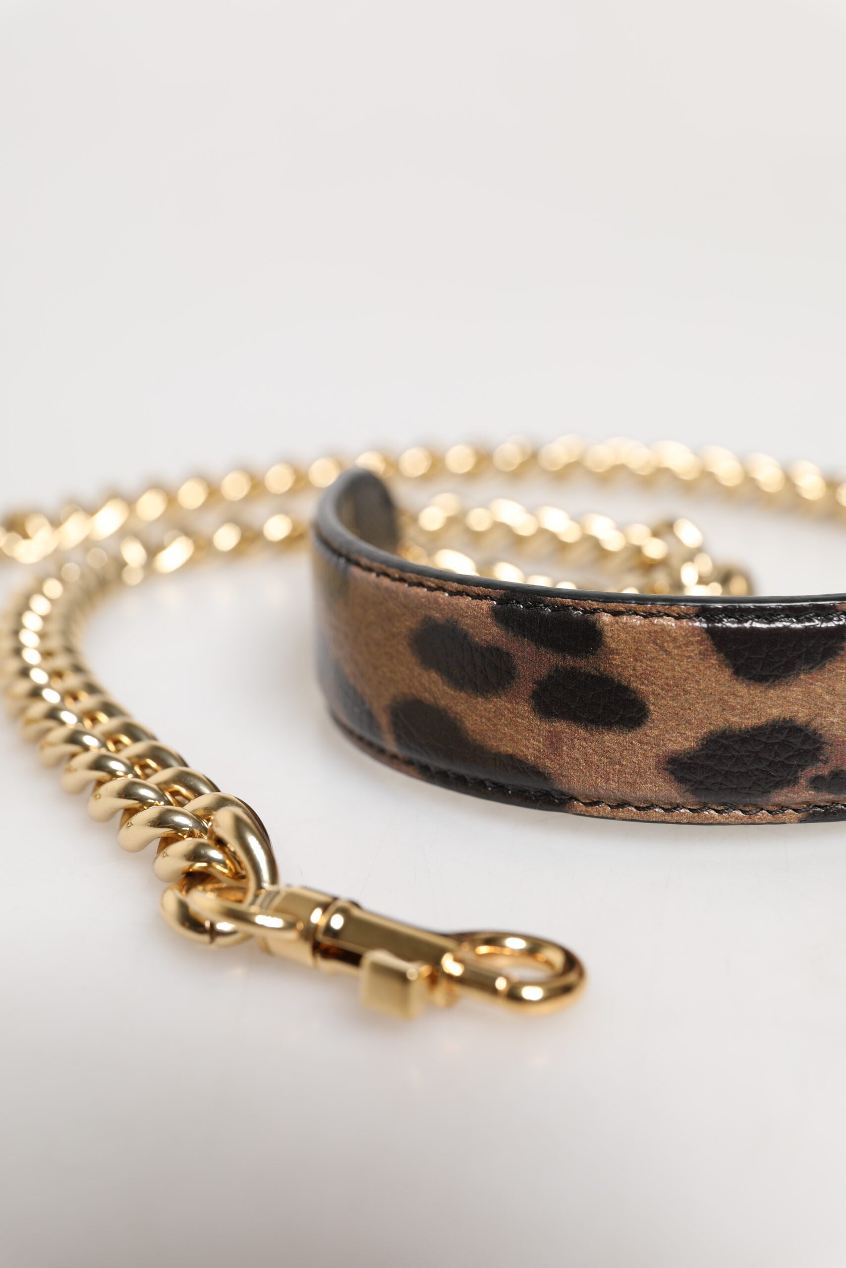 Dolce & Gabbana Brown Leopard Gold Brass Chain Accessory Shoulder Strap - ACCEXO