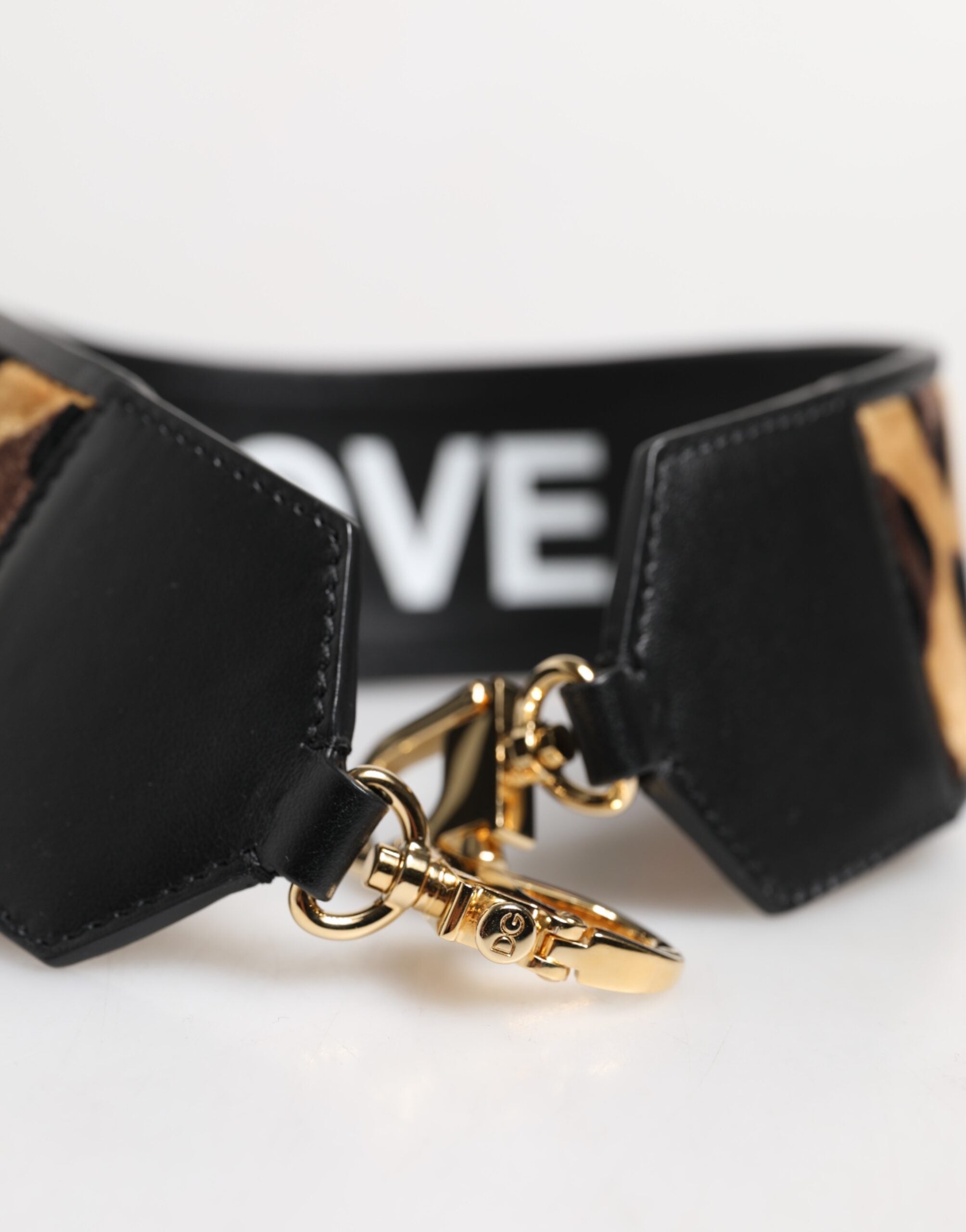 Dolce & Gabbana Black Leopard Print Reversible Bag Shoulder Strap - ACCEXO