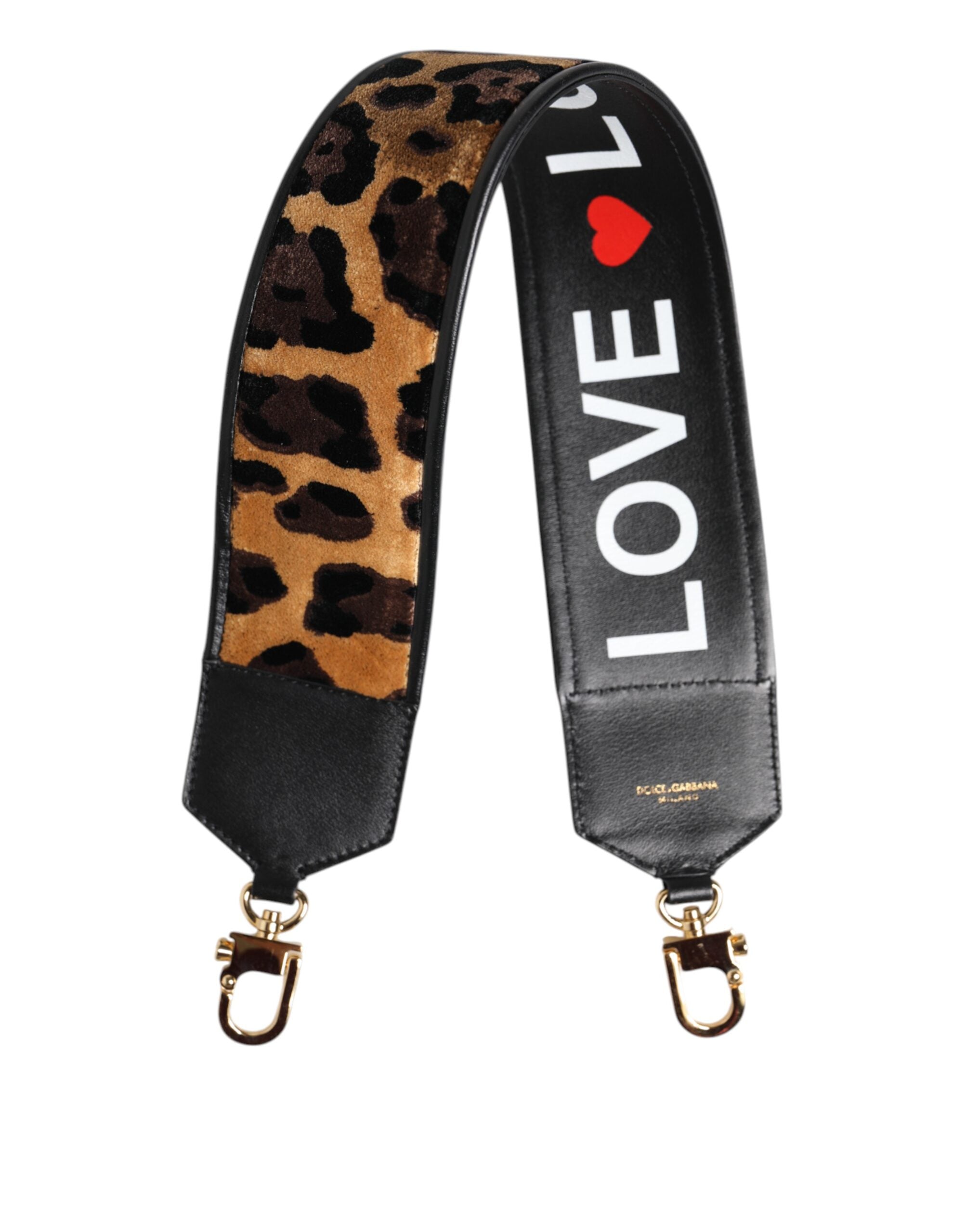 Dolce & Gabbana Black Leopard Print Reversible Bag Shoulder Strap - ACCEXO