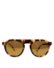 Dolce & Gabbana Brown Acetate Round Leopard Print Eyewear Sunglasses - ACCEXO