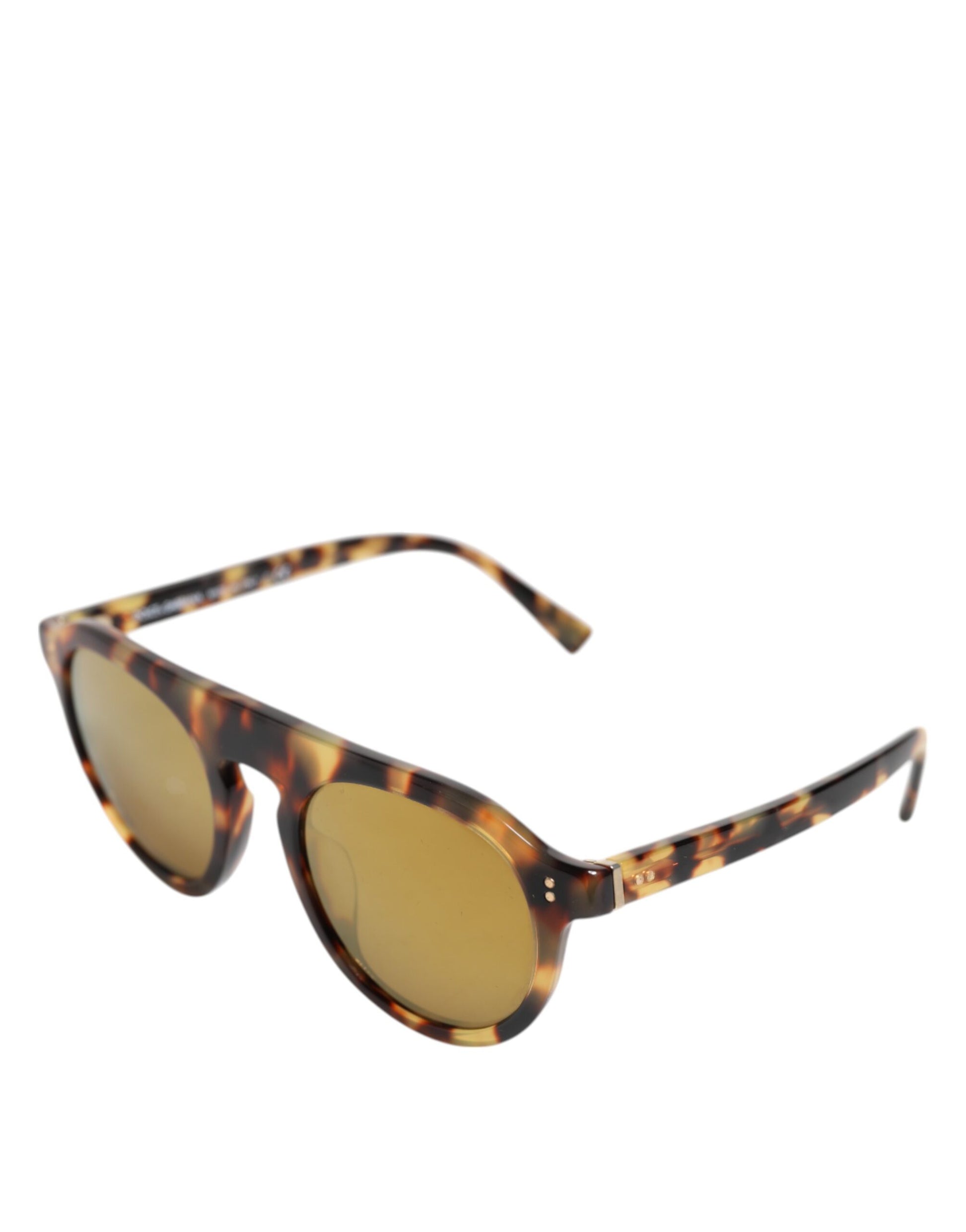 Dolce & Gabbana Brown Acetate Round Leopard Print Eyewear Sunglasses - ACCEXO