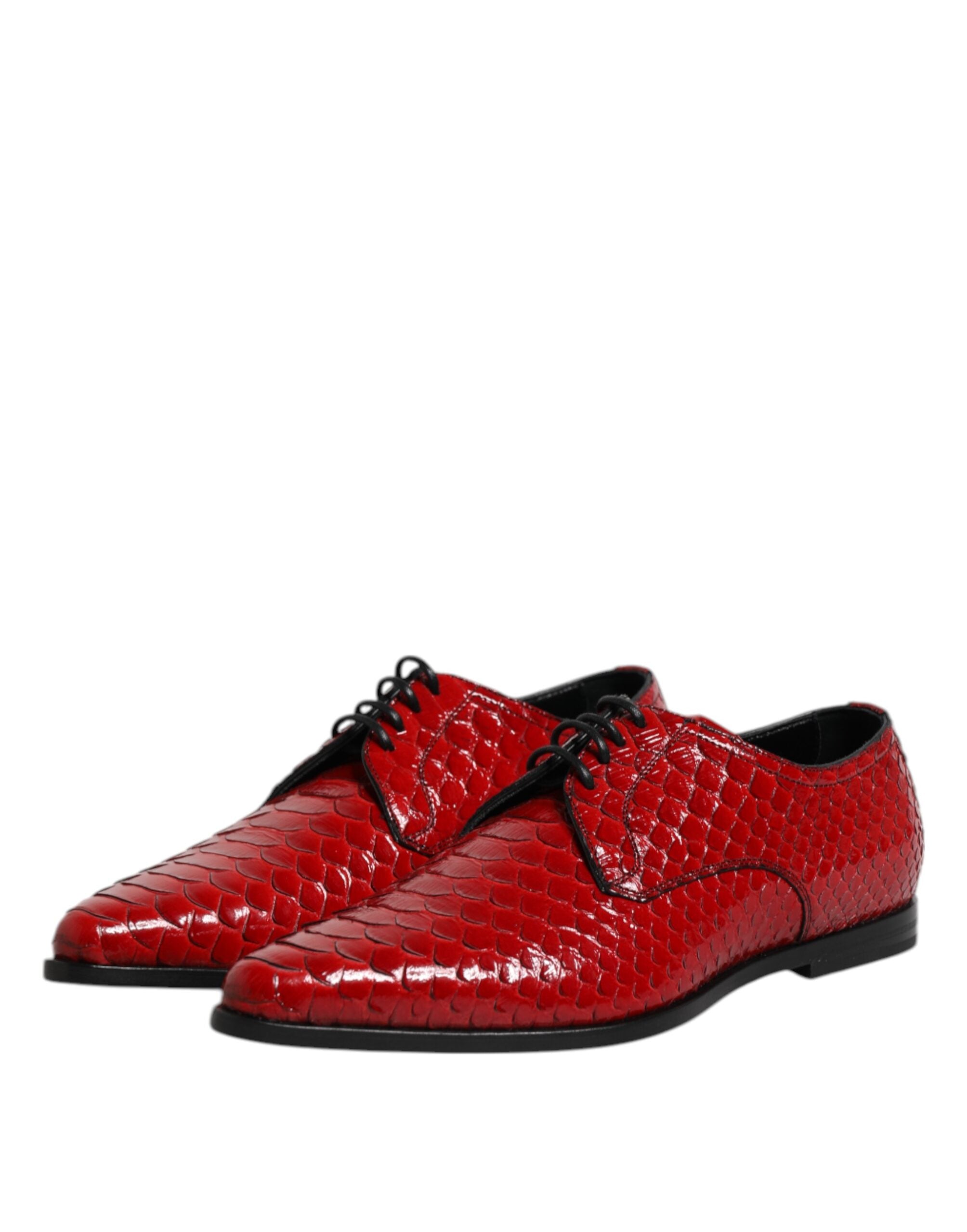 Dolce & Gabbana Red Exotic Leather Lace Up Dress Derby Shoes - ACCEXO