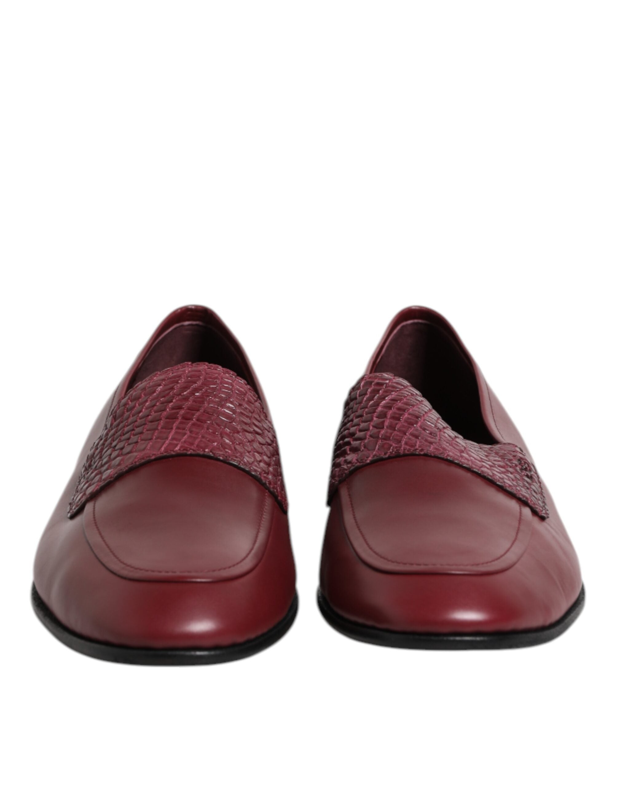 Dolce & Gabbana Burgundy Calfskin Leather Formal Slip On Shoes Secondary image