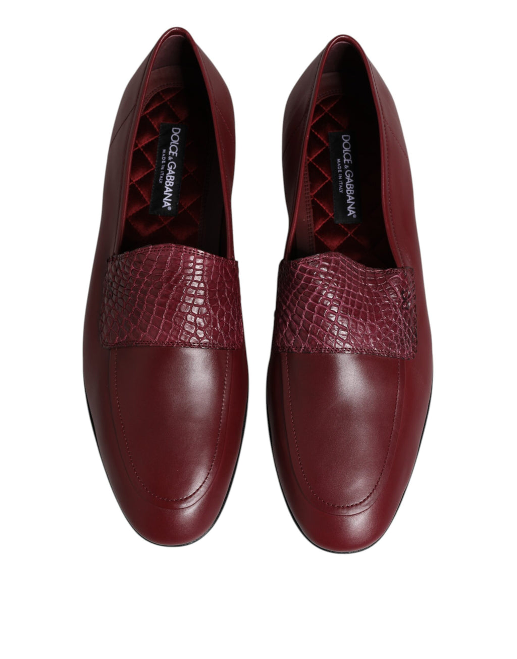 Dolce & Gabbana Burgundy Calfskin Leather Formal Slip On Shoes - ACCEXO