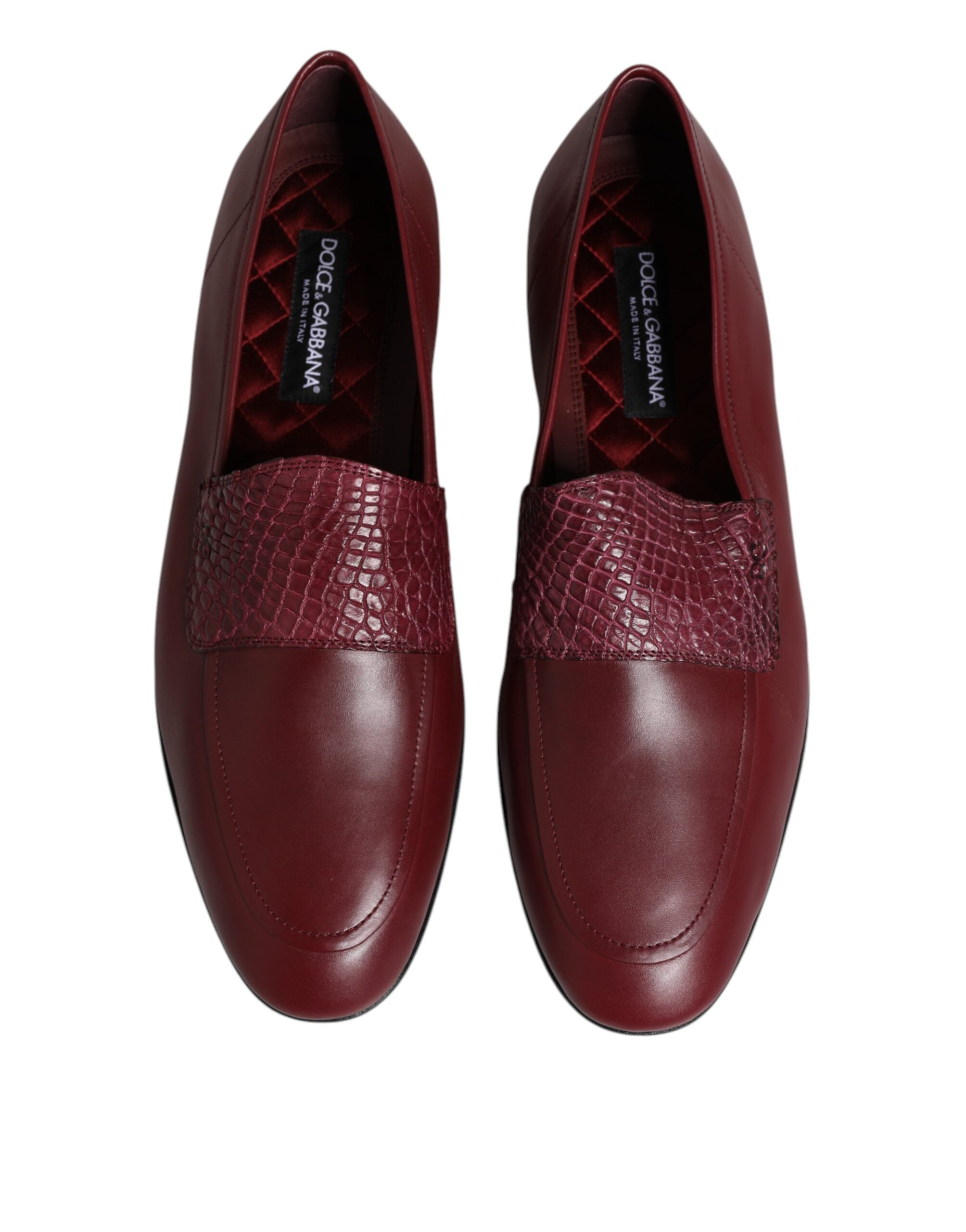 Dolce & Gabbana Burgundy Calfskin Leather Formal Slip On Shoes - ACCEXO