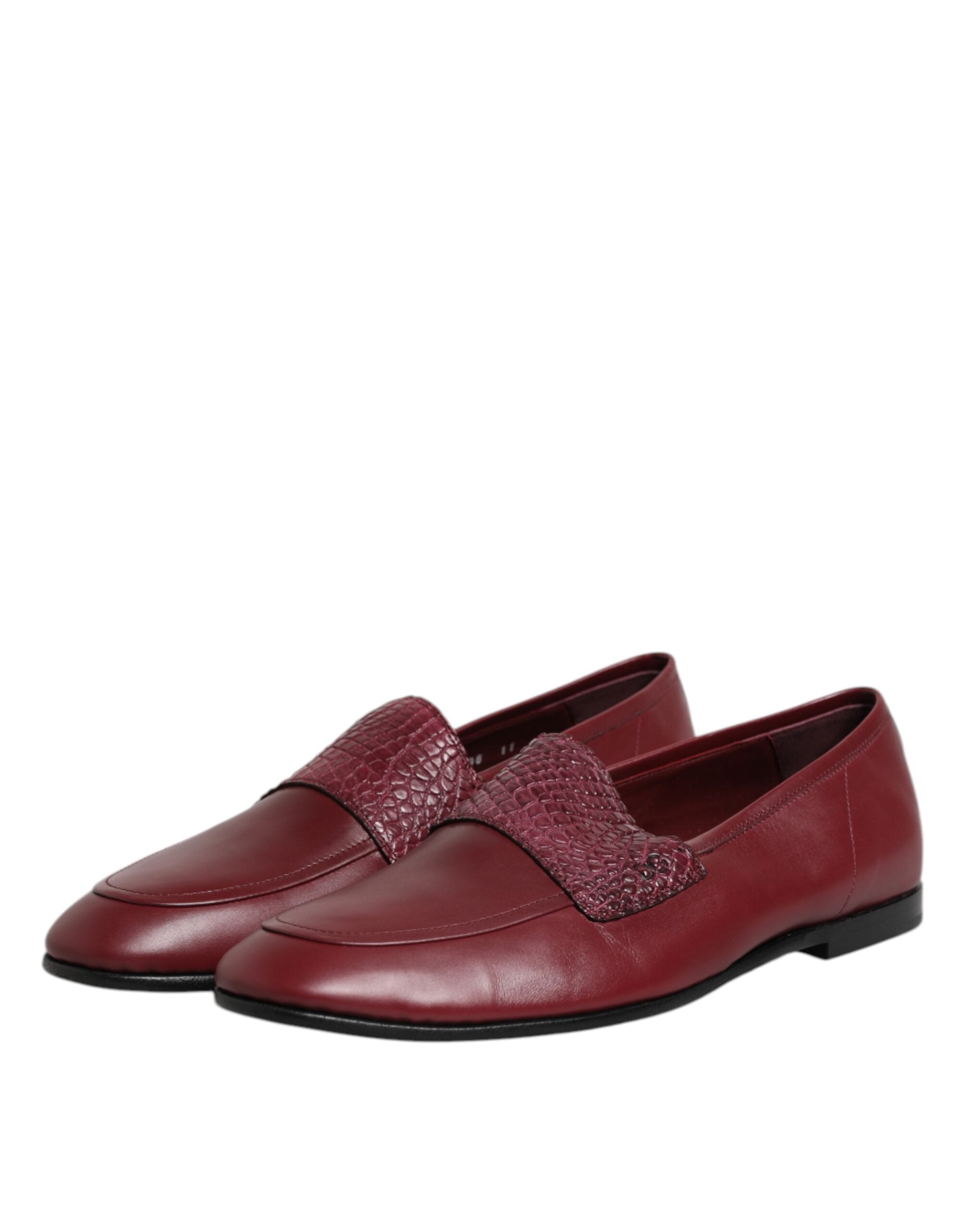 Dolce & Gabbana Burgundy Calfskin Leather Formal Slip On Shoes - ACCEXO