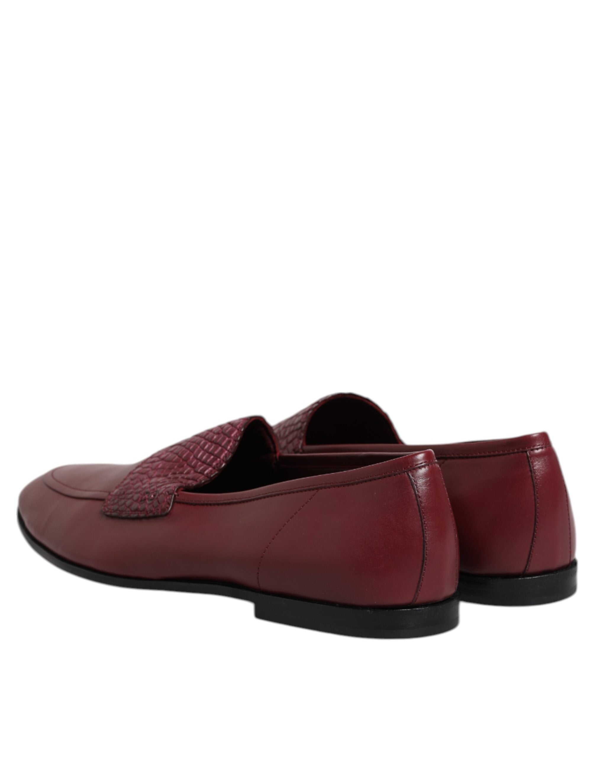 Dolce & Gabbana Burgundy Calfskin Leather Formal Slip On Shoes - ACCEXO