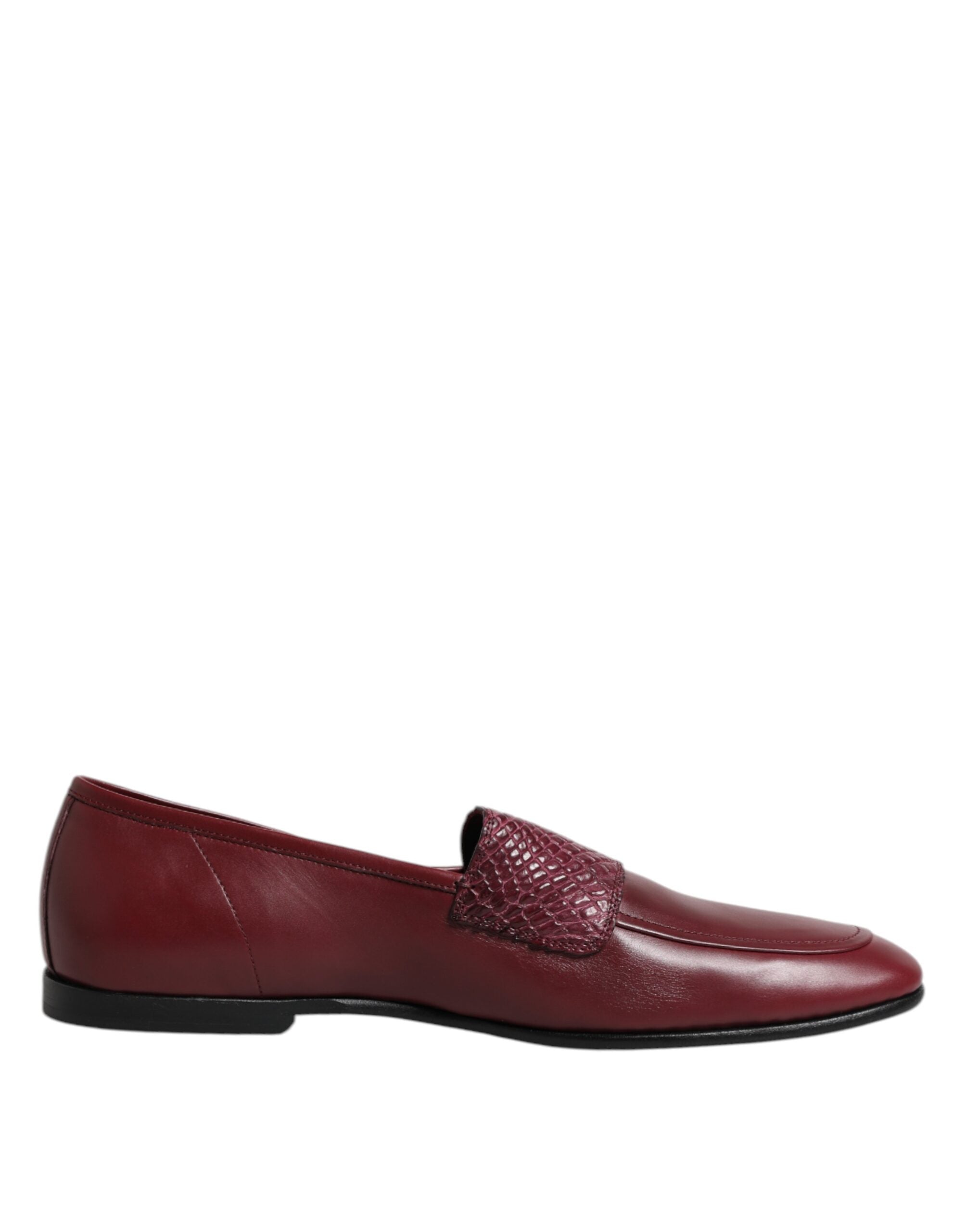Dolce & Gabbana Burgundy Calfskin Leather Formal Slip On Shoes - ACCEXO Main image