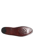Dolce & Gabbana Burgundy Calfskin Leather Formal Slip On Shoes - ACCEXO