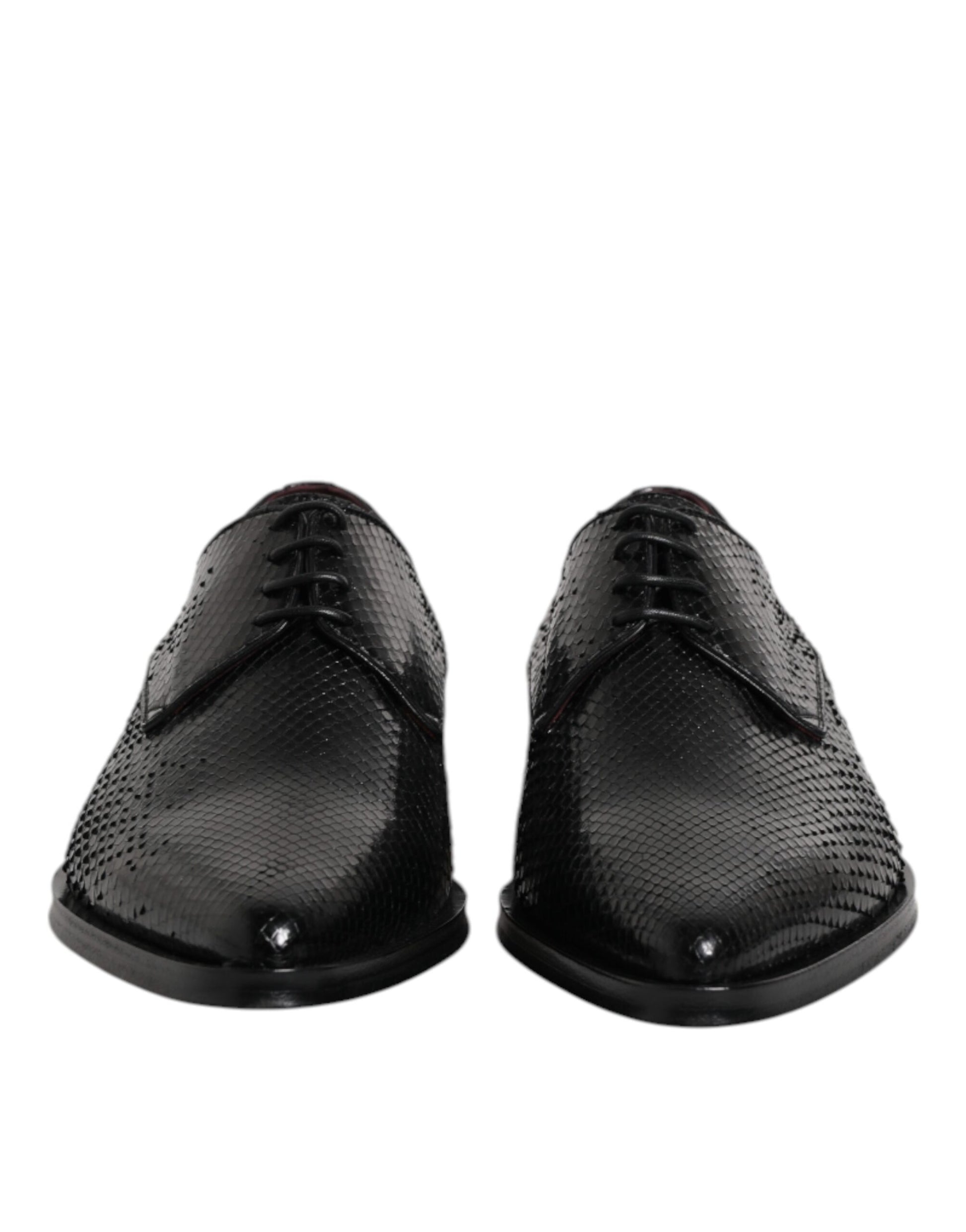 Dolce & Gabbana Black Leather Lace Up Dress Men Derby Shoes - ACCEXO